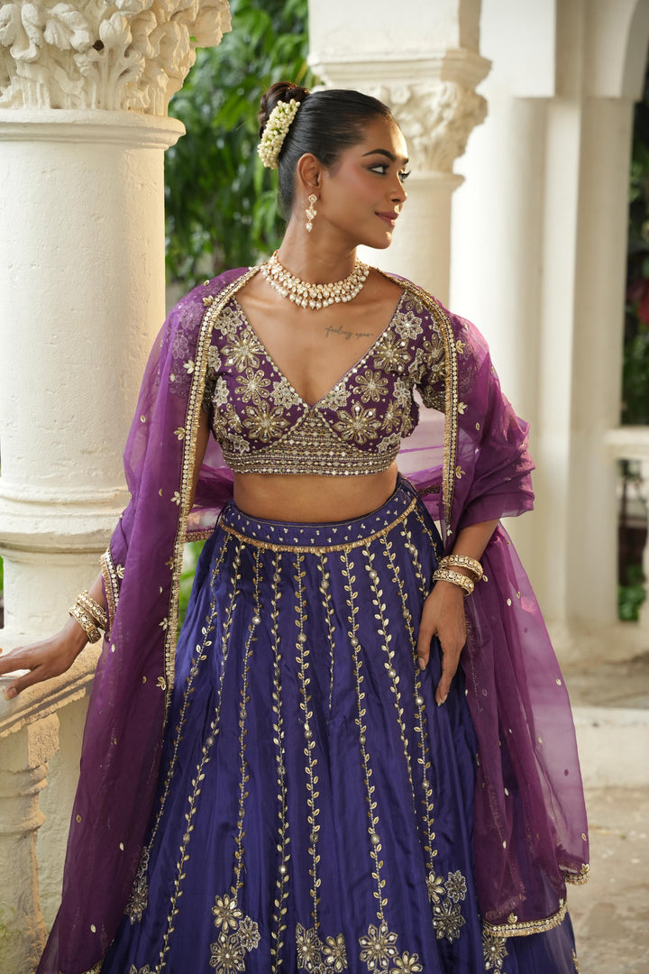Deep Violet - (Purplish Blue Blouse)  Lehenga