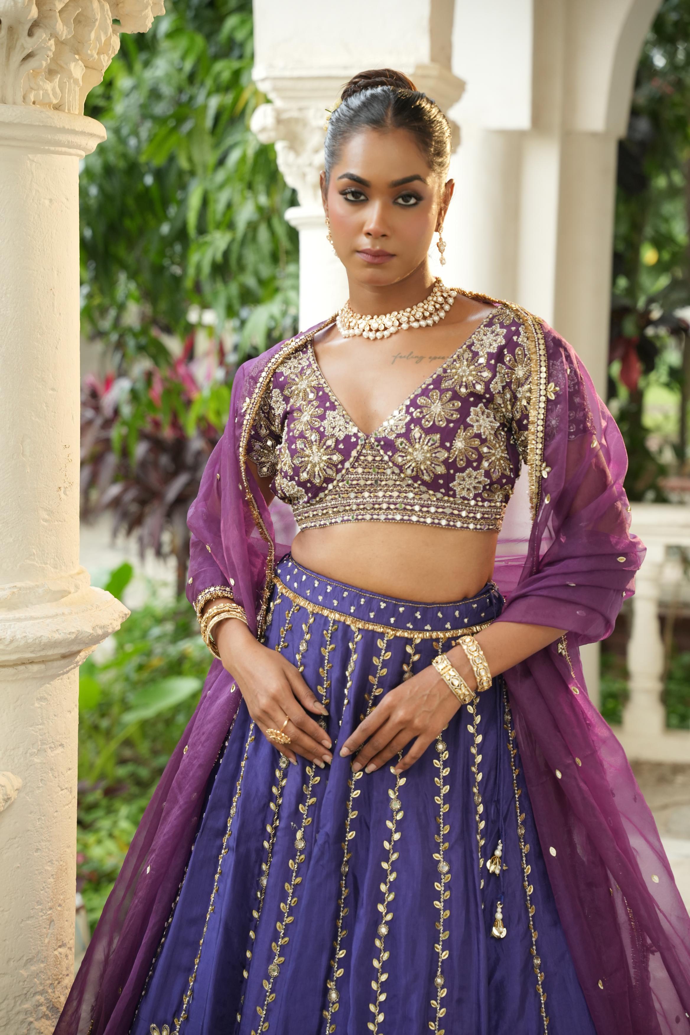 Deep Violet - (Purplish Blue Blouse)  Lehenga