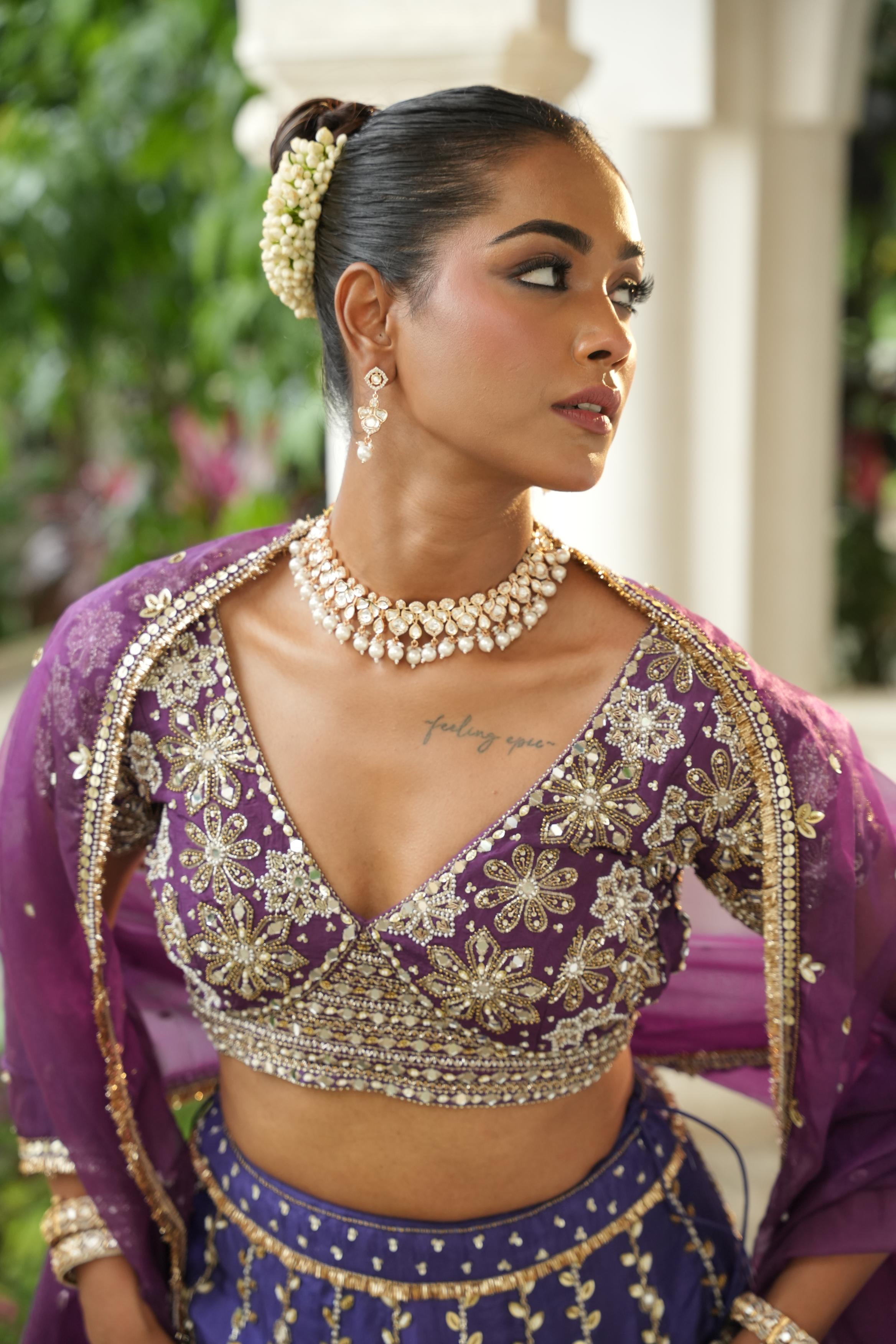 Deep Violet - (Purplish Blue Blouse)  Lehenga