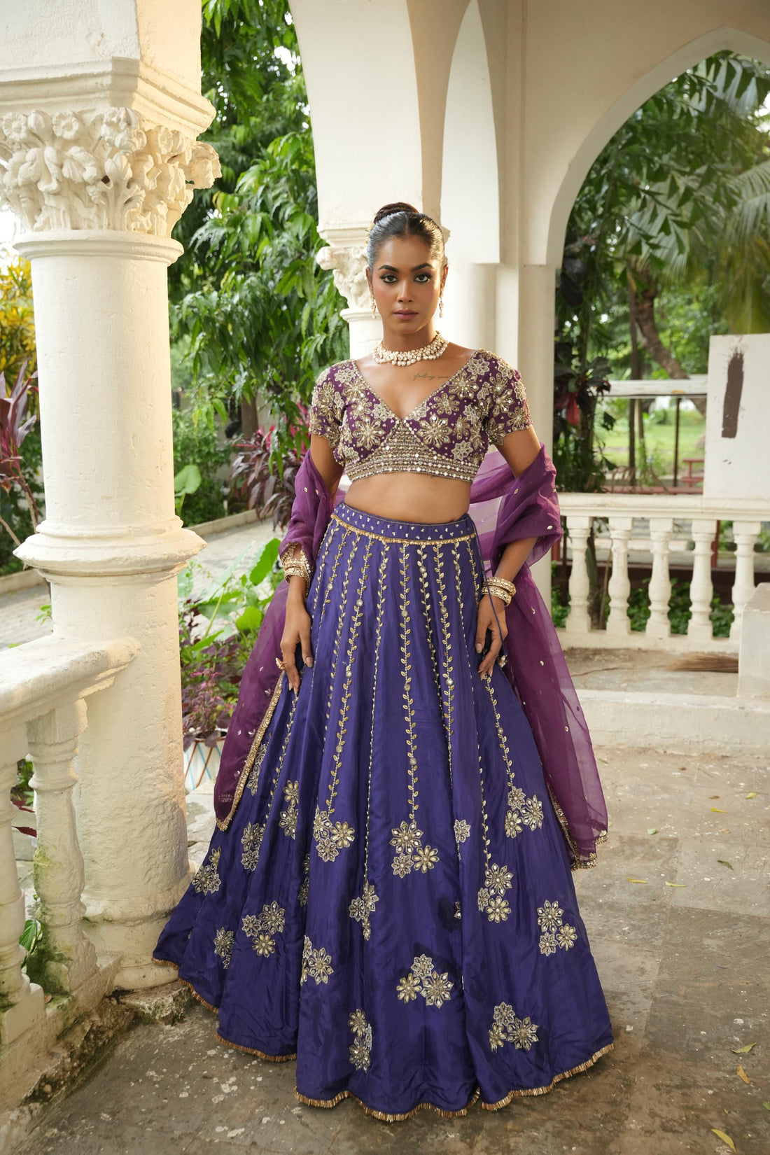 Deep Violet - (Purplish Blue Blouse)  Lehenga