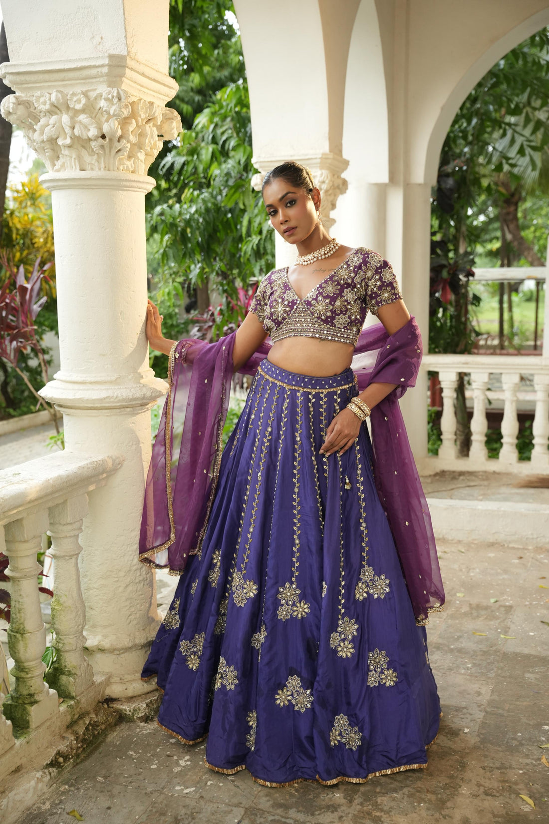Deep Violet - (Purplish Blue Blouse)  Lehenga
