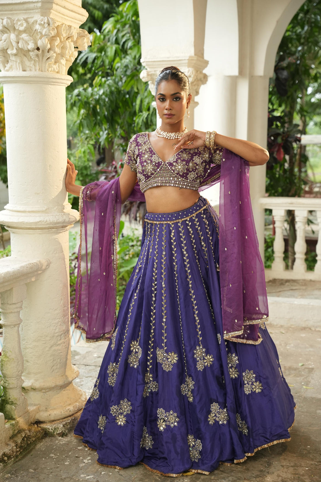 Deep Violet - (Purplish Blue Blouse)  Lehenga