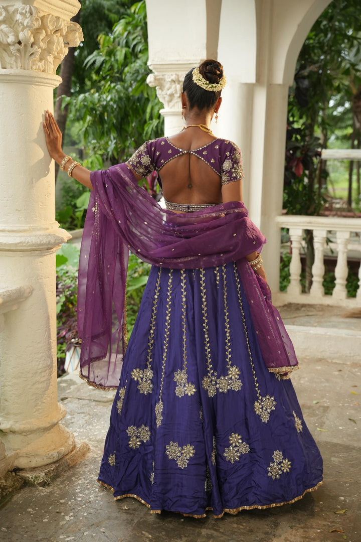 Deep Violet - (Purplish Blue Blouse)  Lehenga