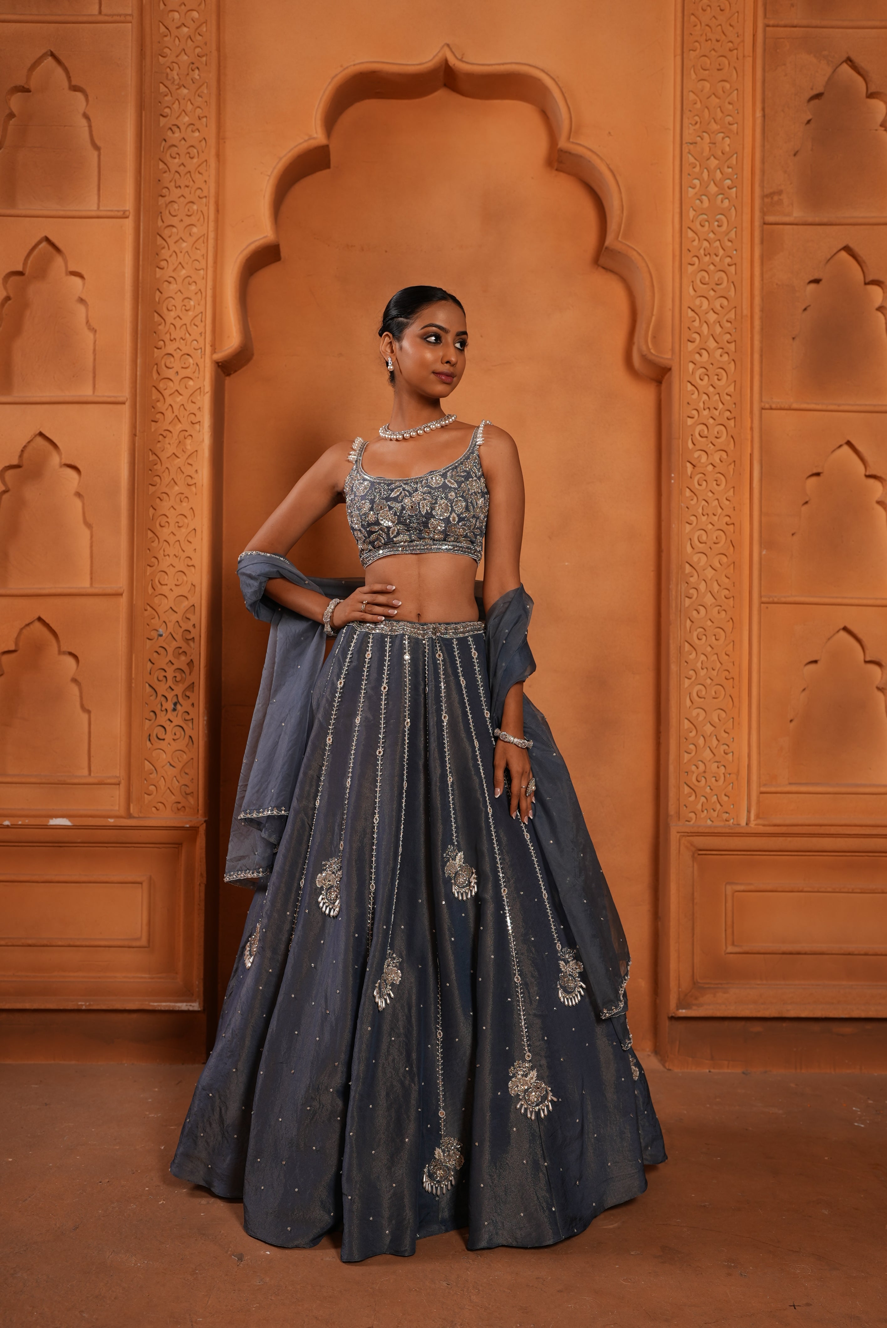 Denim Blue (Zari) Lehenga