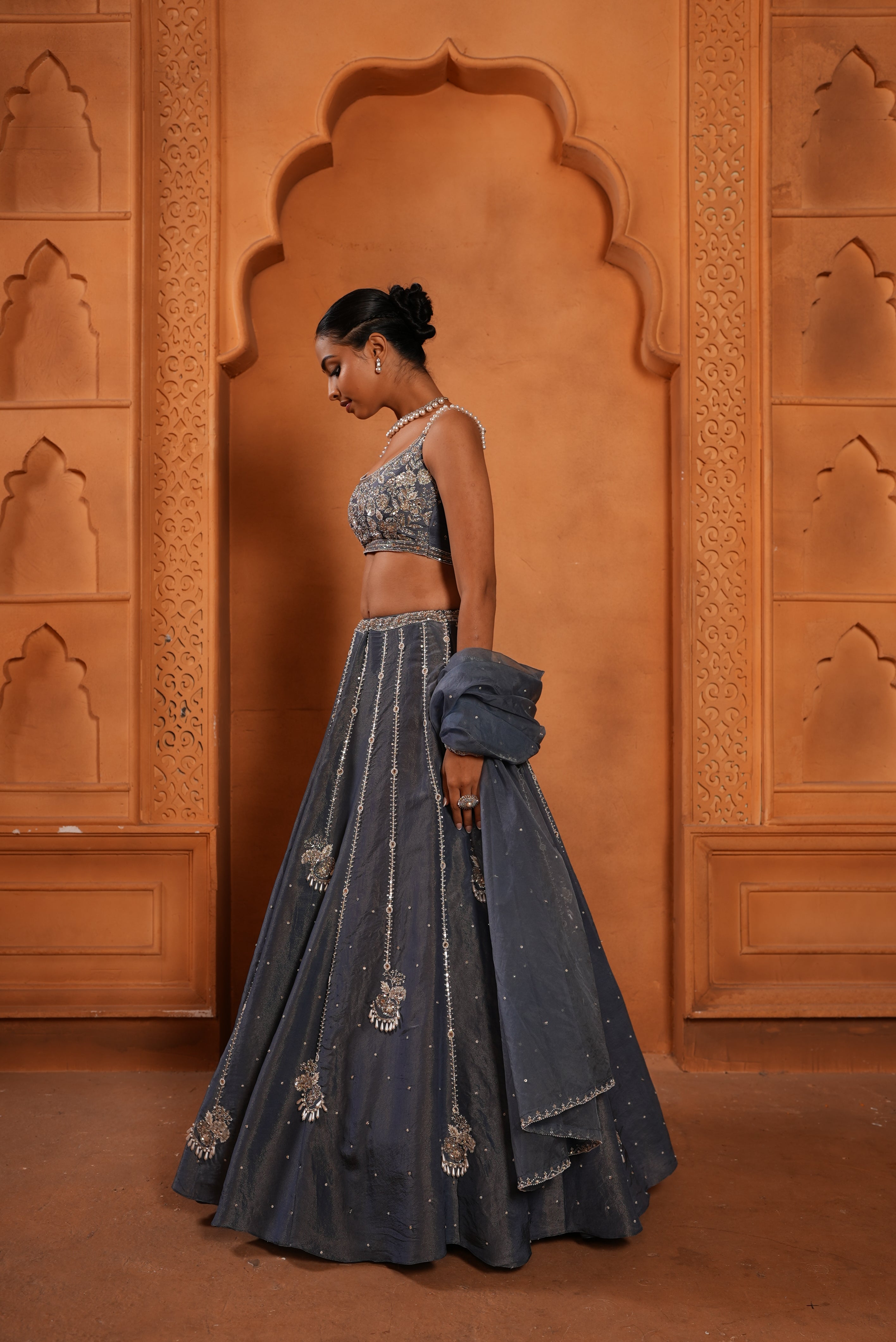 Denim Blue (Zari) Lehenga