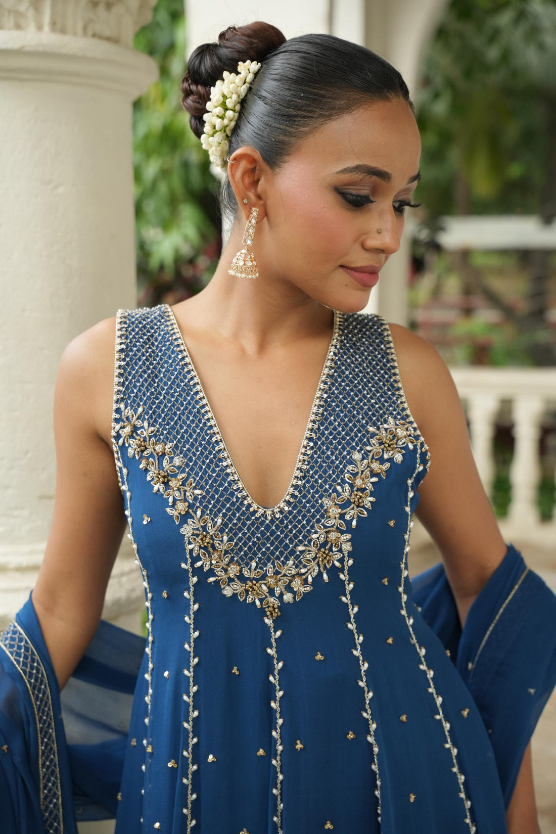 Deep Blue (InCut) Anarkali With Shararara