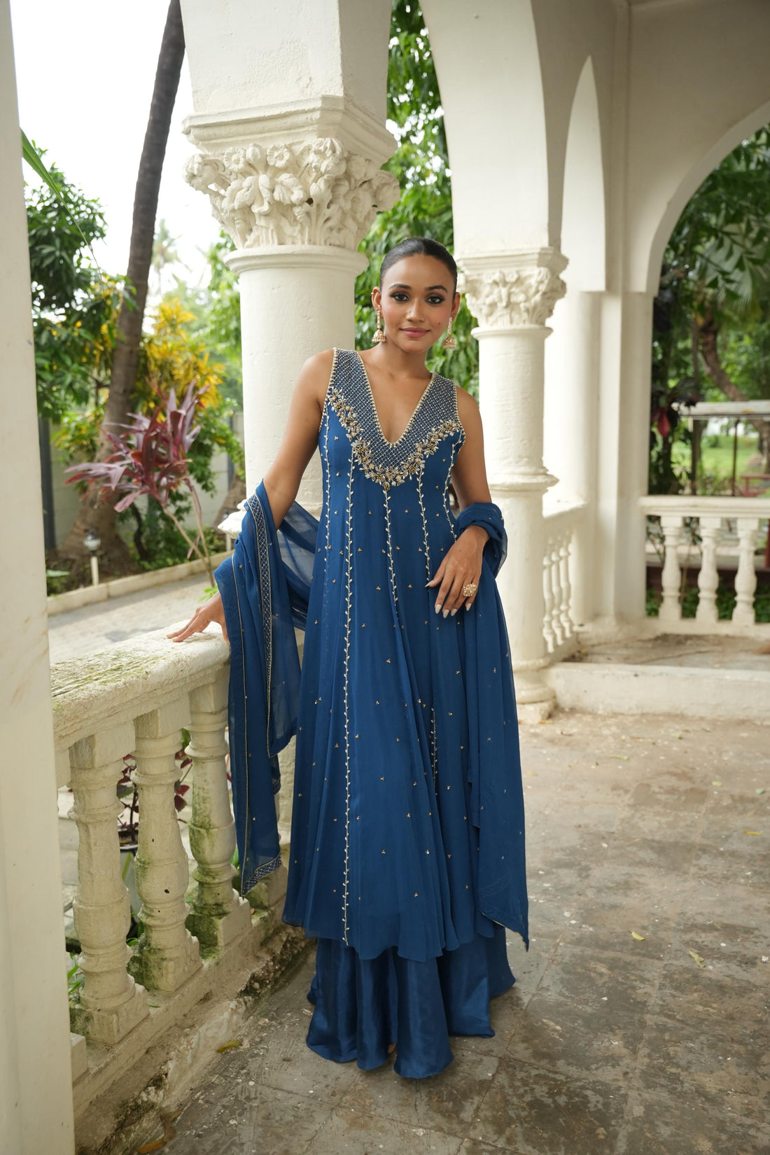 Deep Blue (InCut) Anarkali With Shararara
