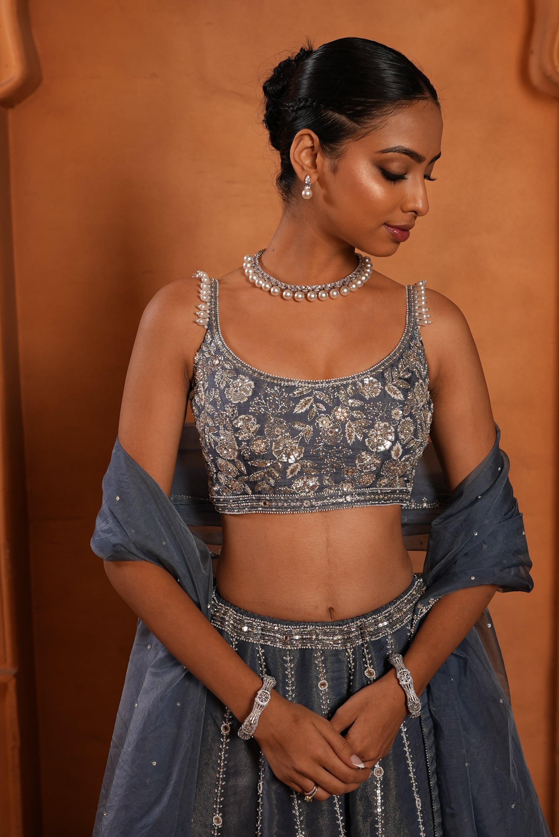 Denim Blue (Zari) Lehenga