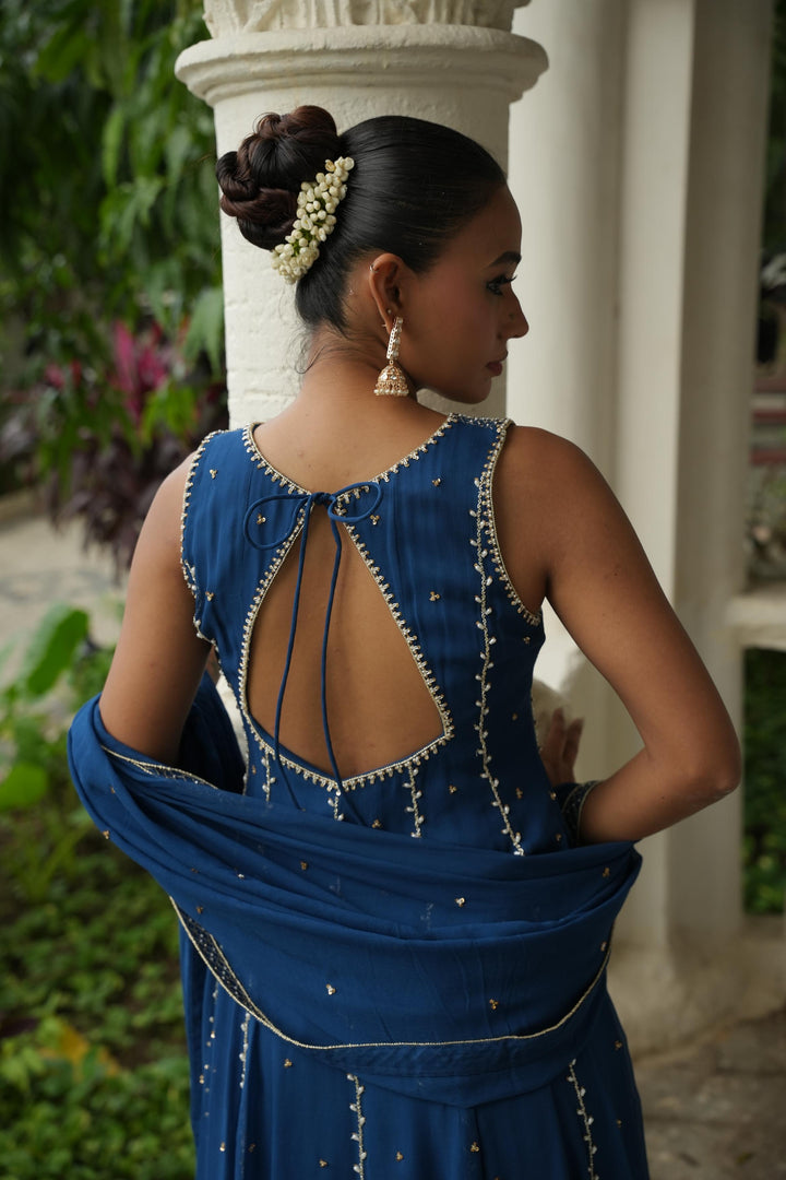 Deep Blue (InCut) Anarkali With Shararara