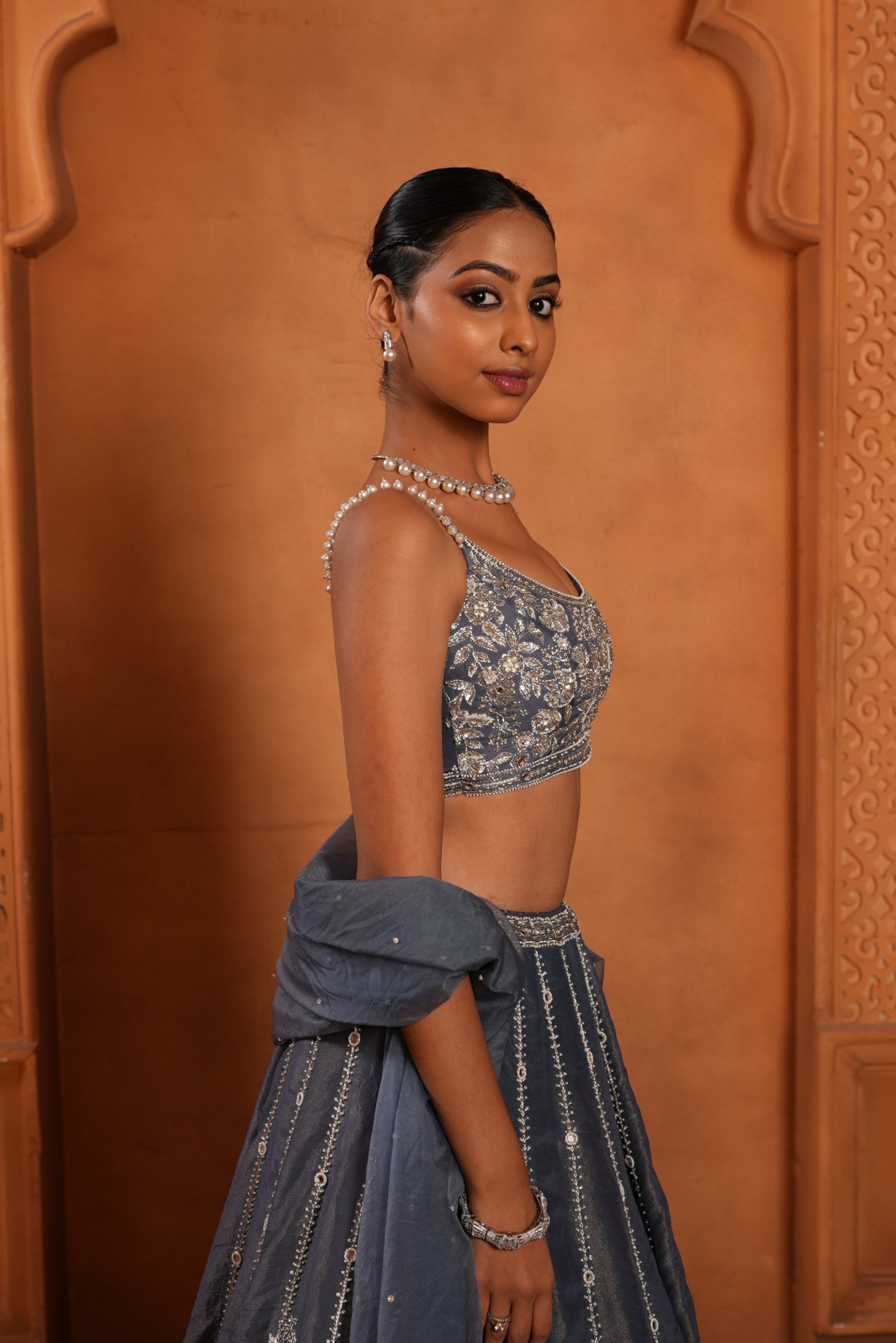 Denim Blue (Zari) Lehenga