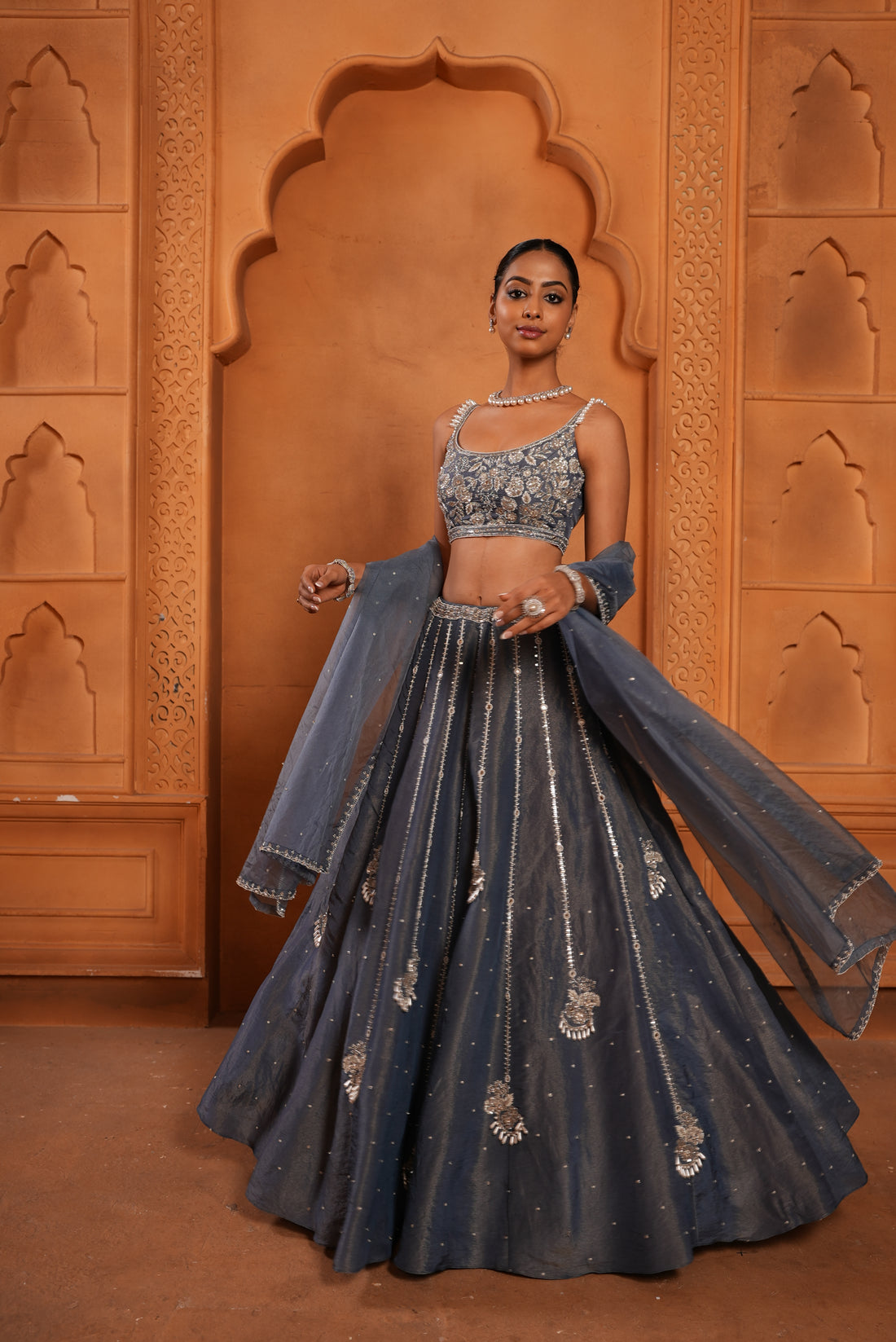 Denim Blue (Zari) Lehenga
