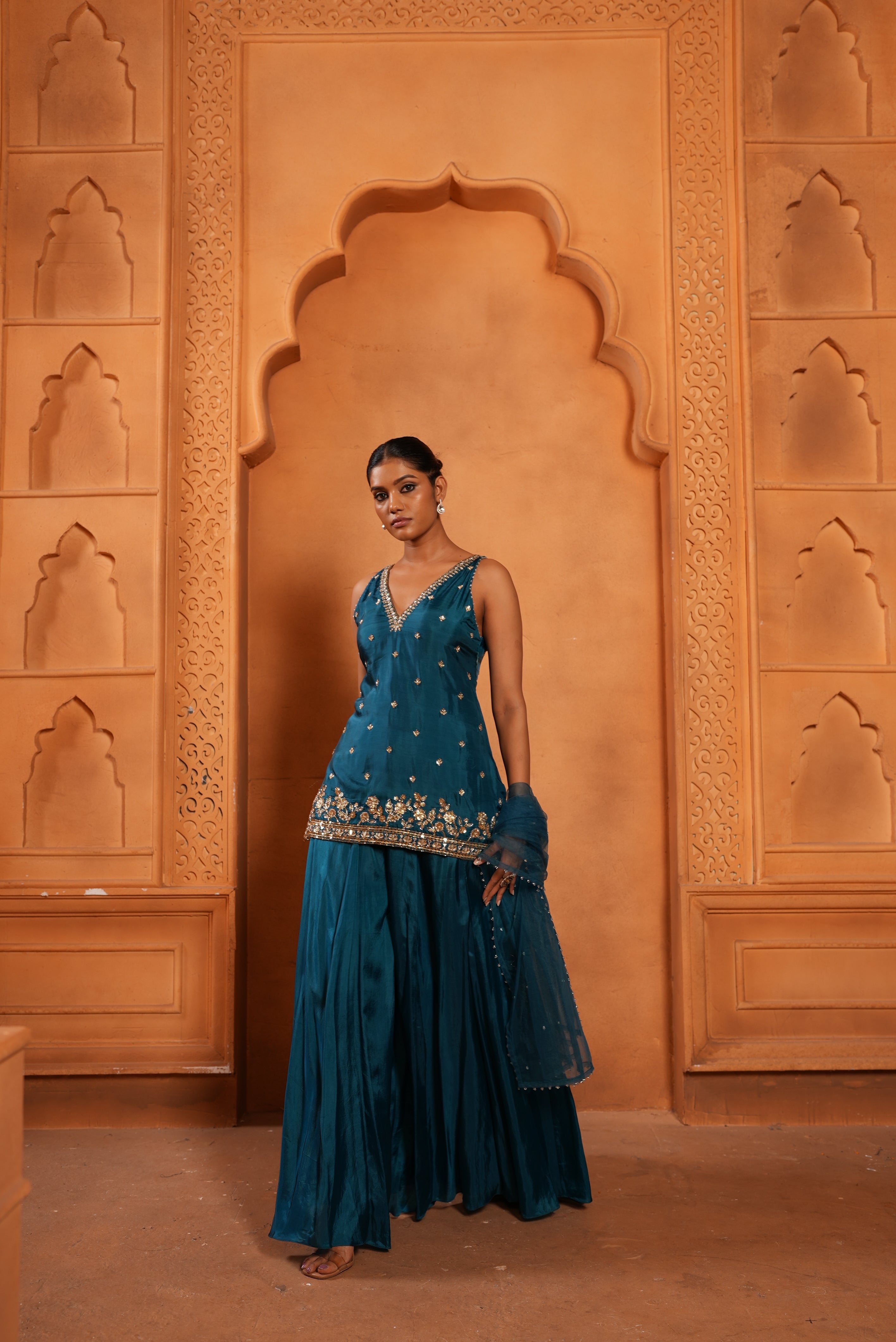 Peacock Blue (In-Cut) Sharara