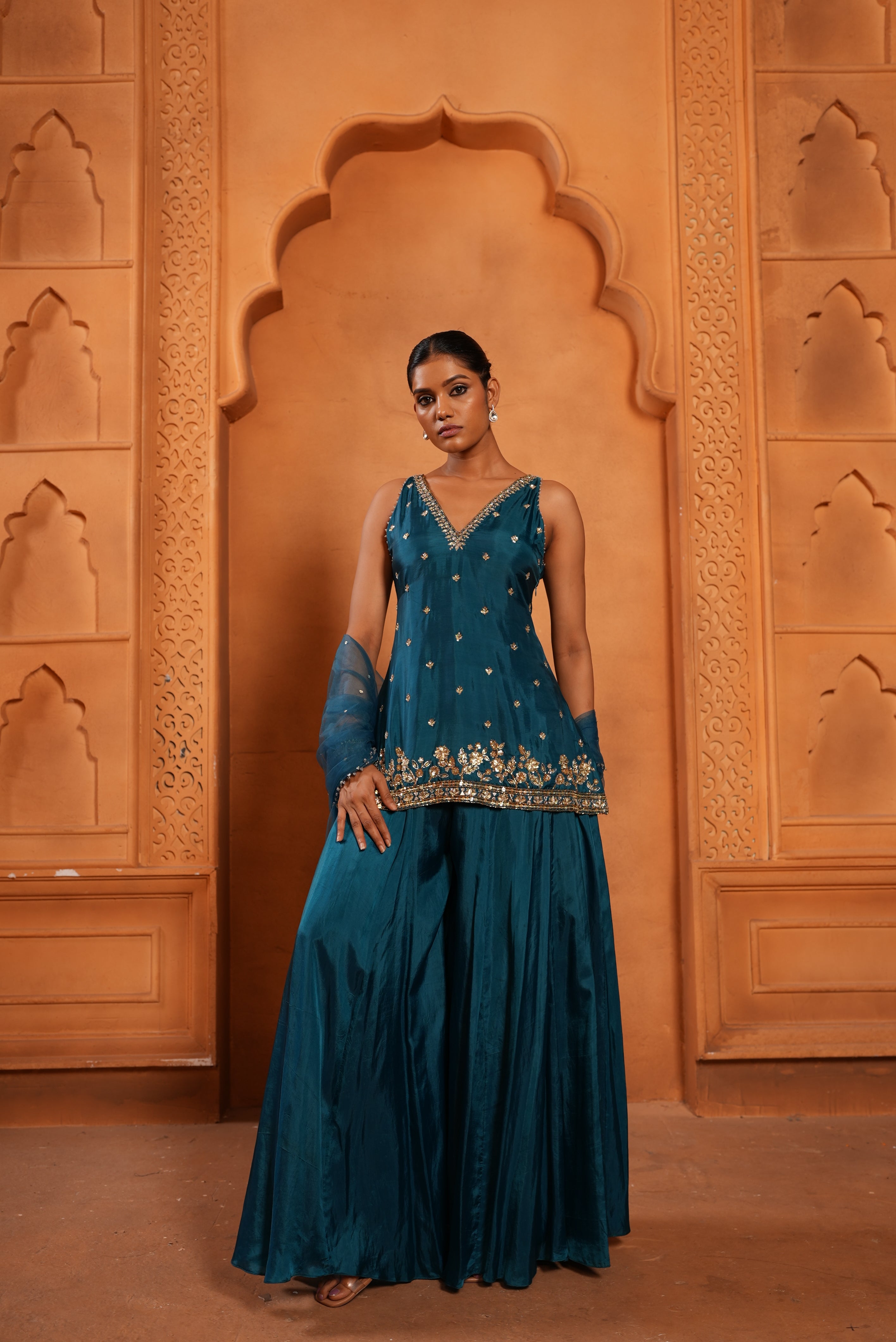 Peacock Blue (In-Cut) Sharara