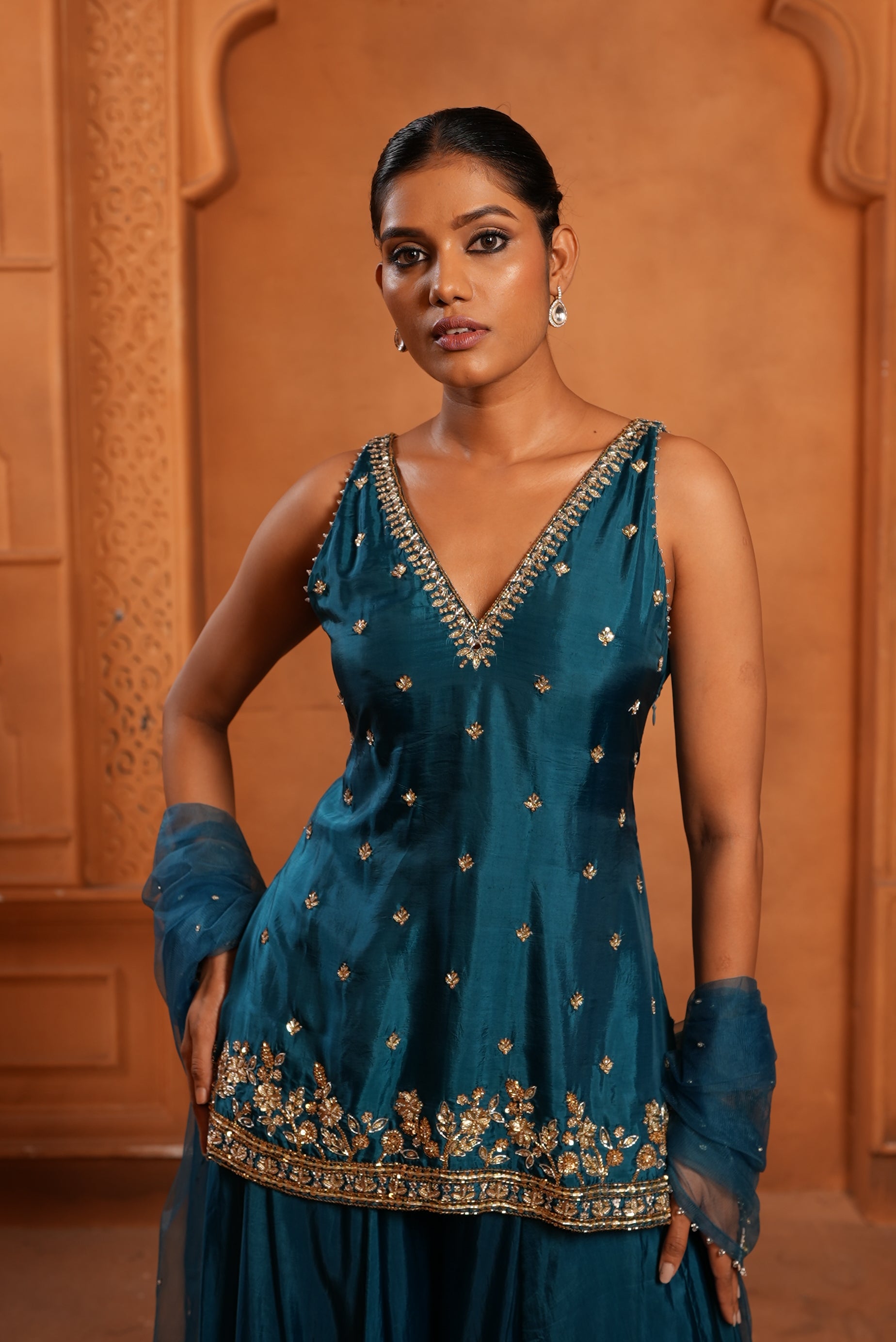 Peacock Blue (In-Cut) Sharara