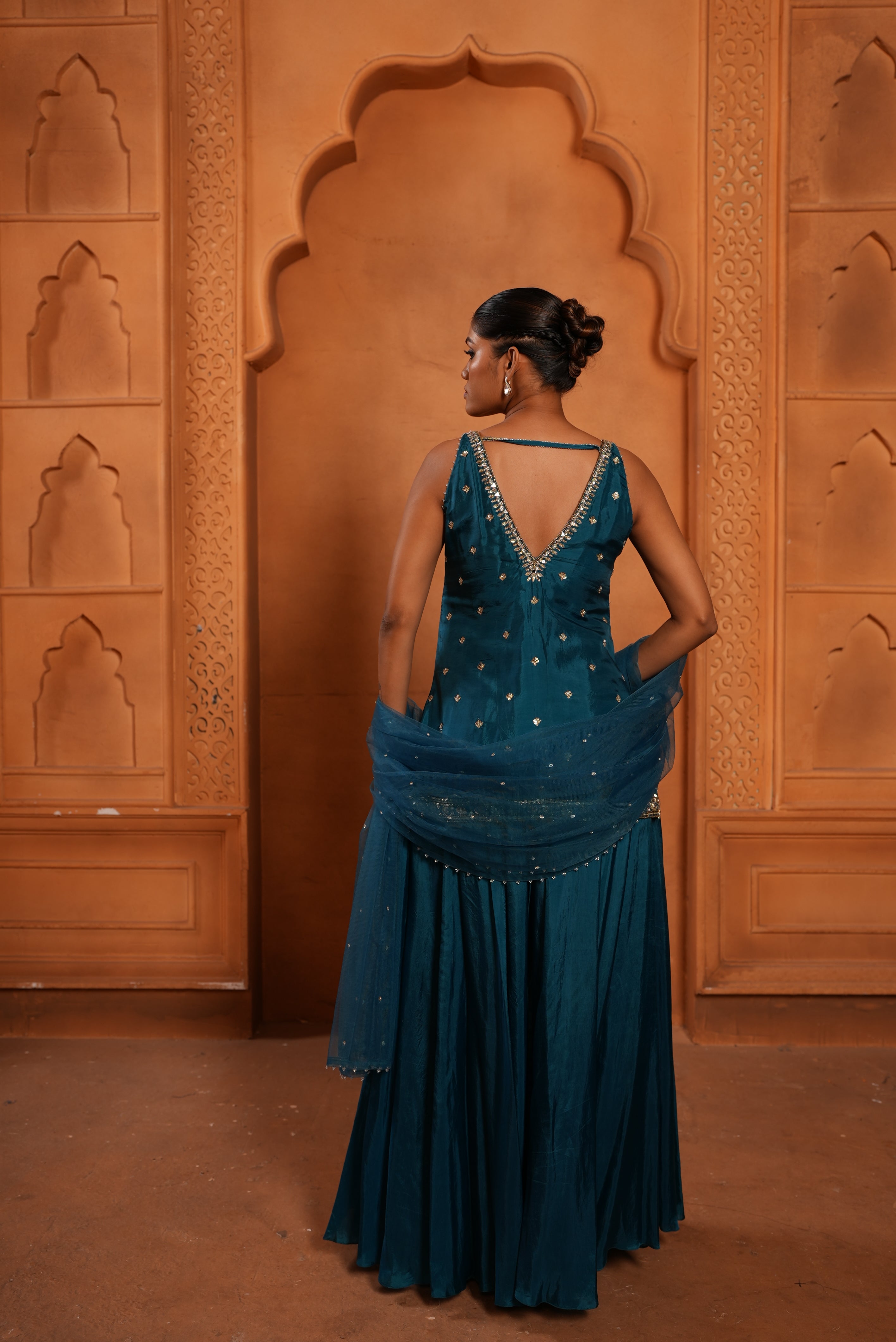 Peacock Blue (In-Cut) Sharara