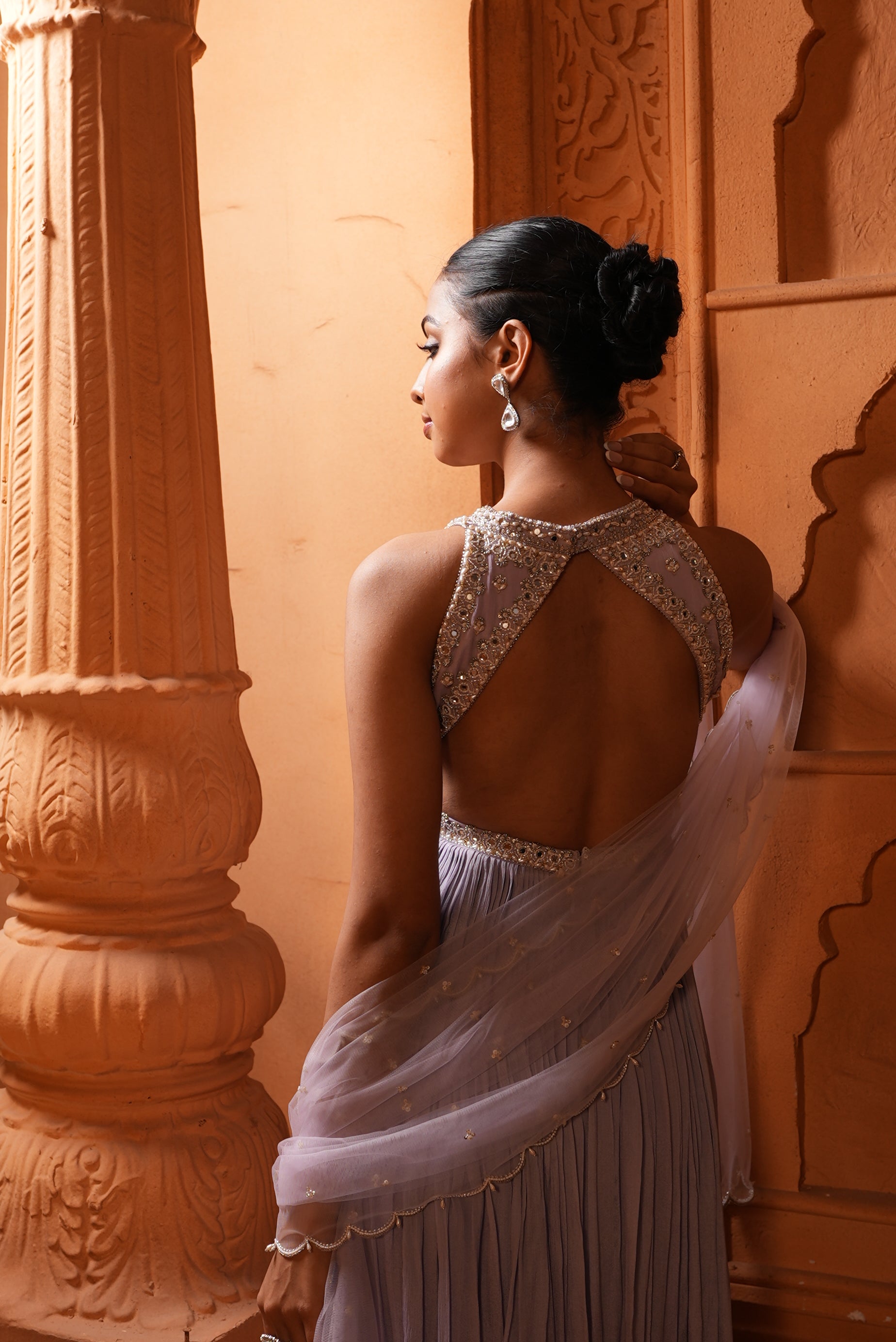 Lilac (Incut) Dress With Pants