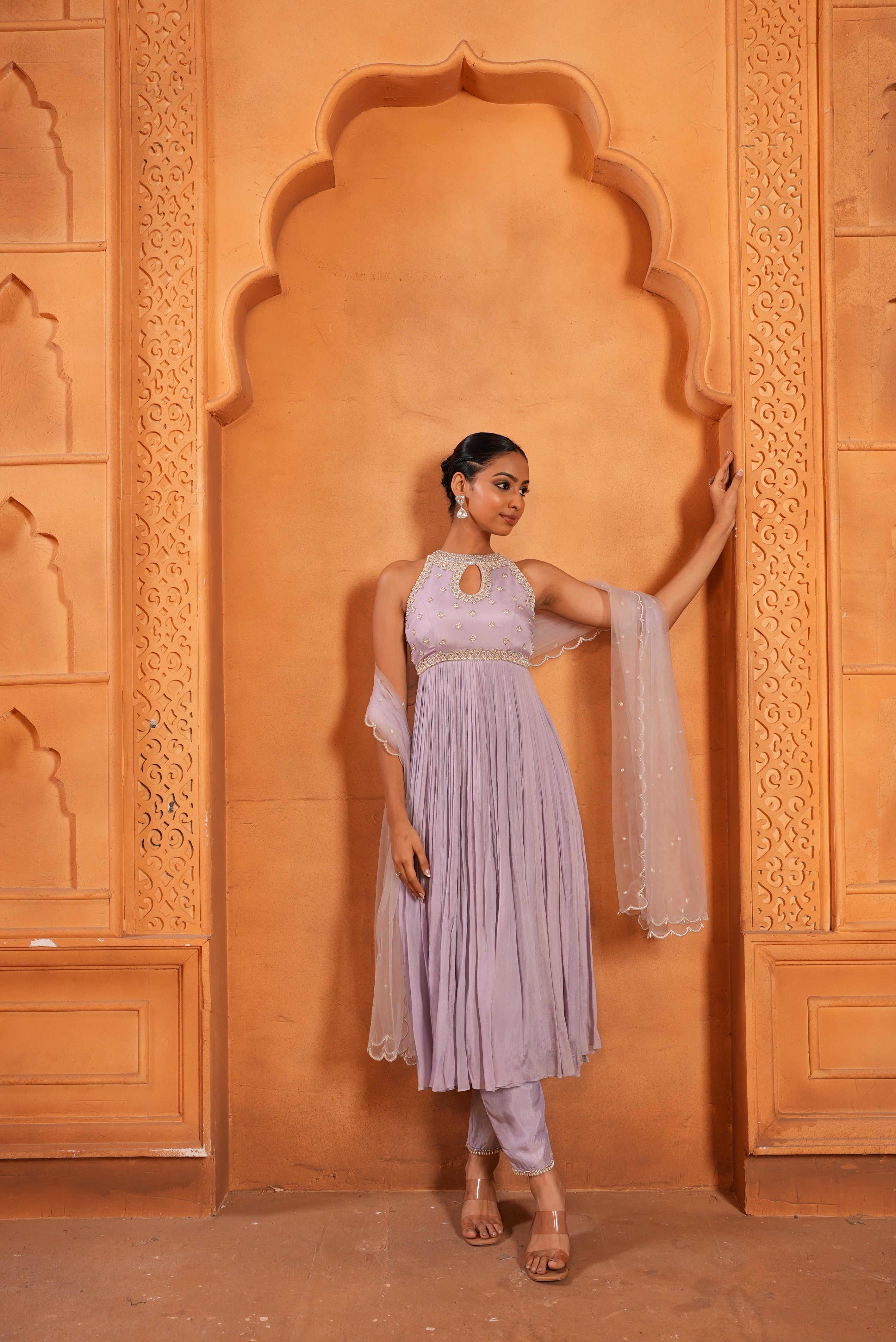 Lilac (Incut) Dress With Pants