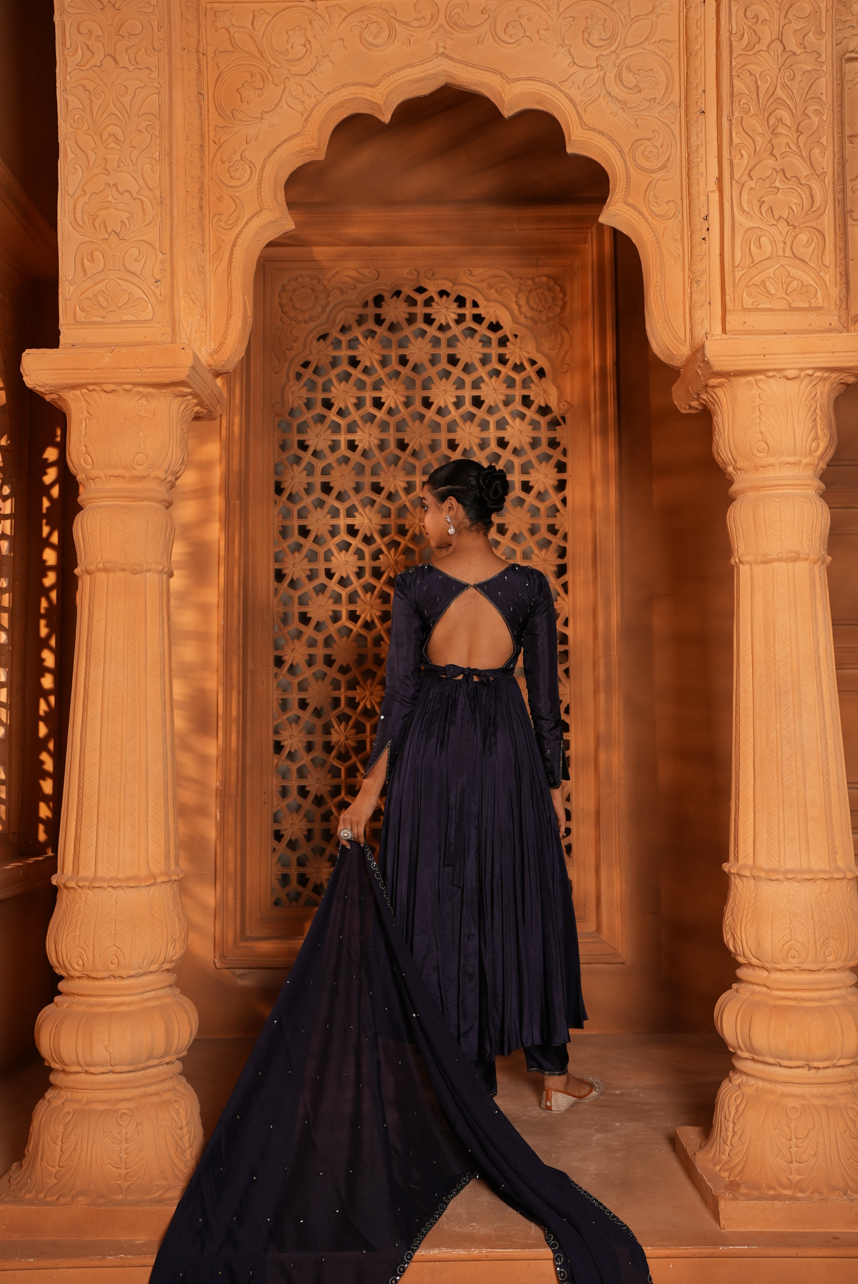 Deep Jamun Anarkali Dress With Pants