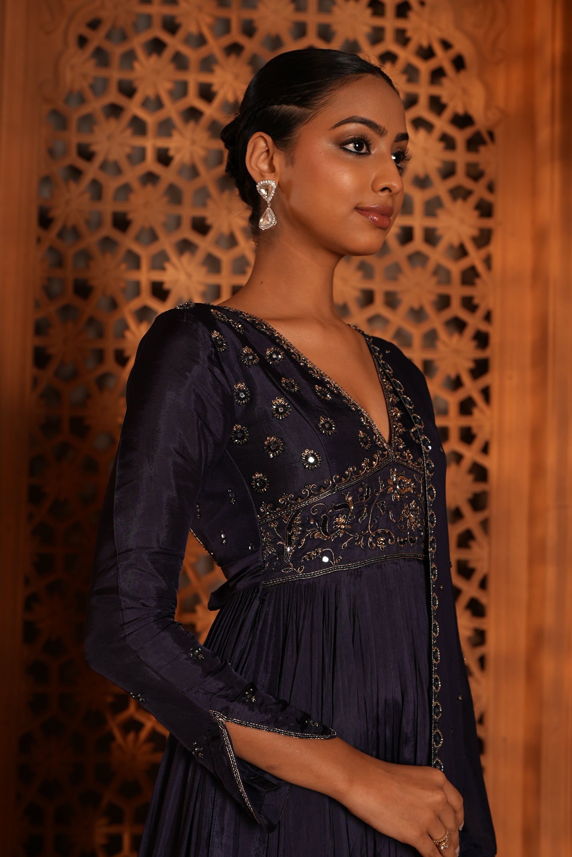 Deep Jamun Anarkali Dress With Pants