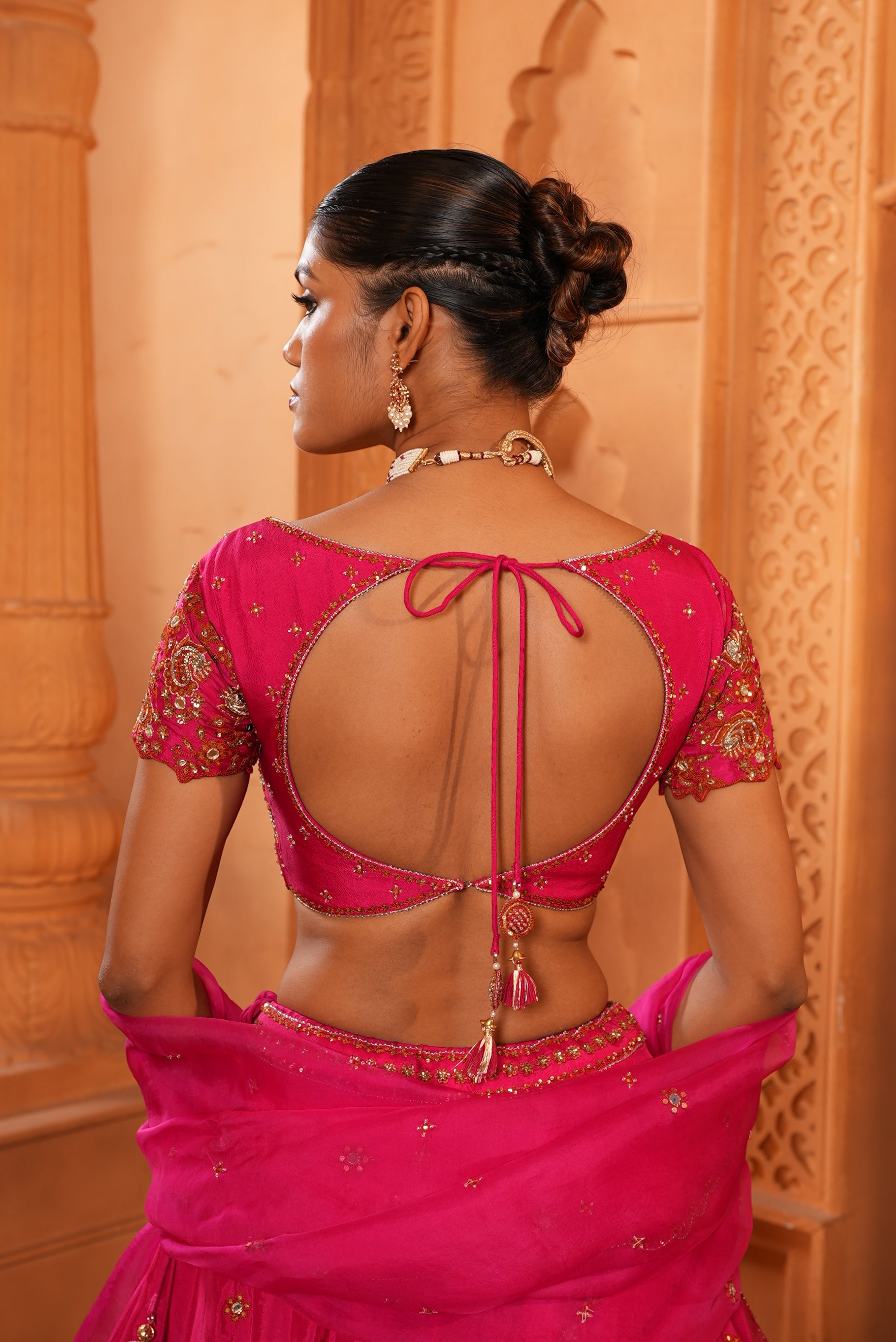 Gulabi Pink (Rust Resham Details) Lehenga