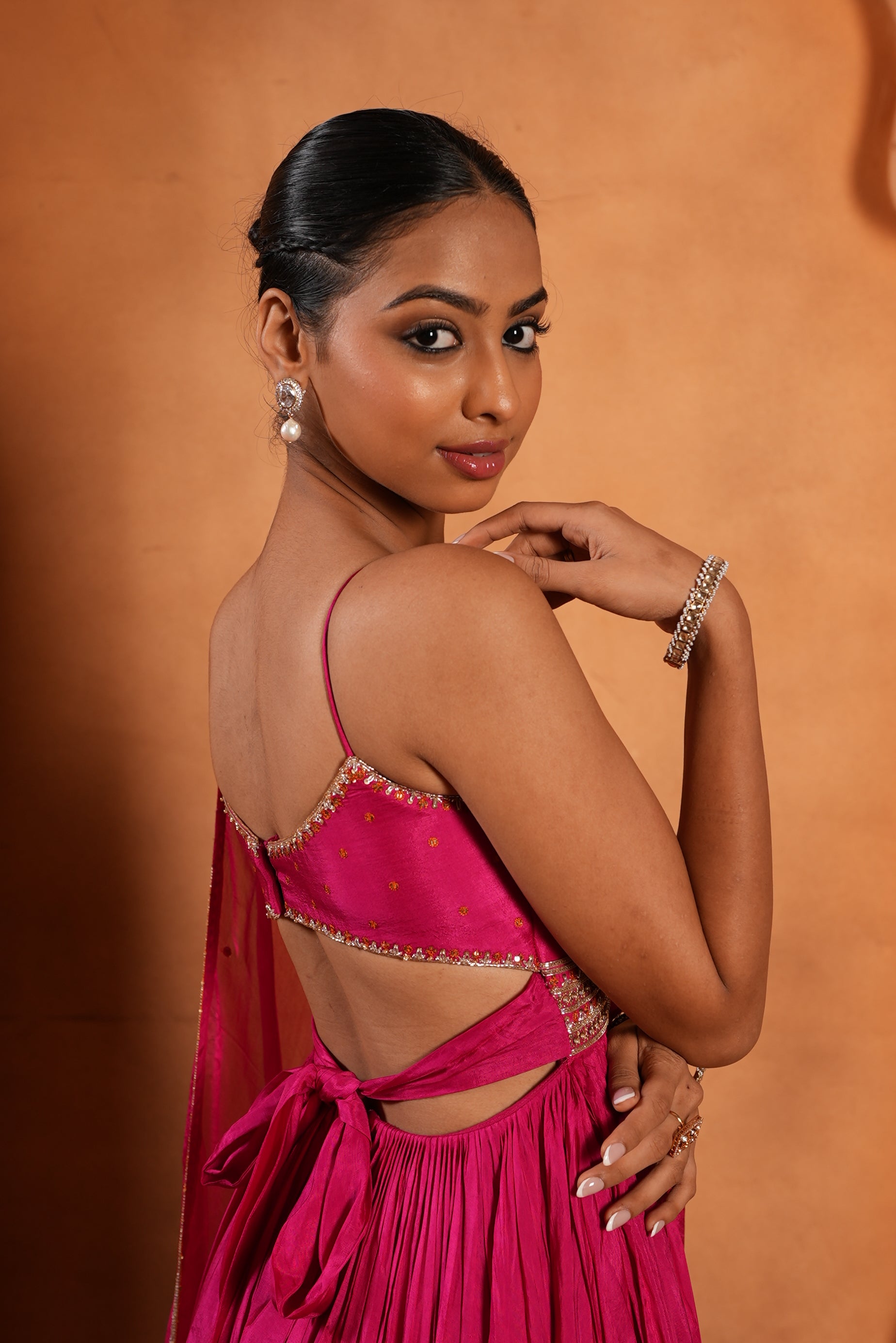 Gulabi Pink (Strap) Anarkali Dress With Chudidar