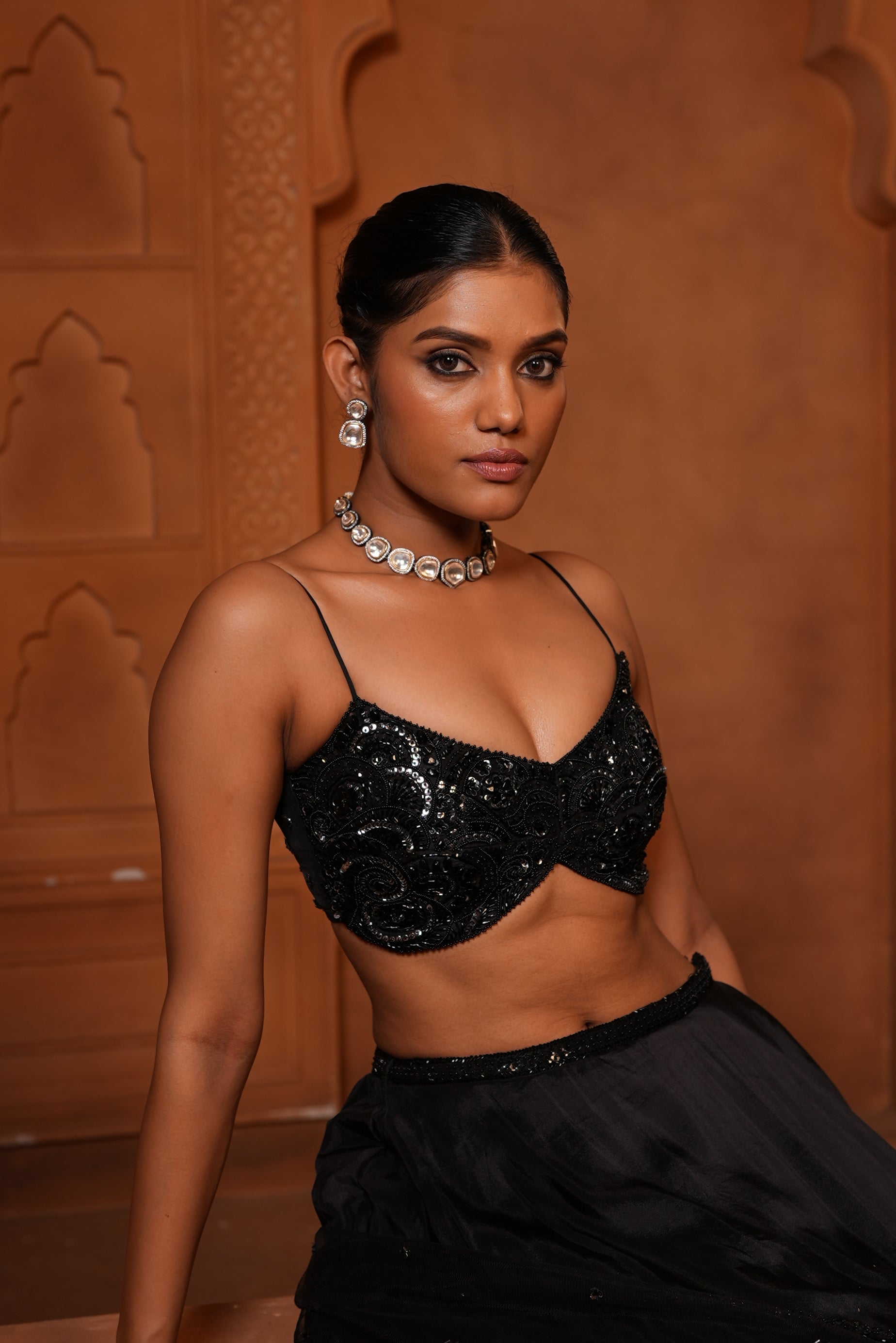 Black (Strap) Lehenga
