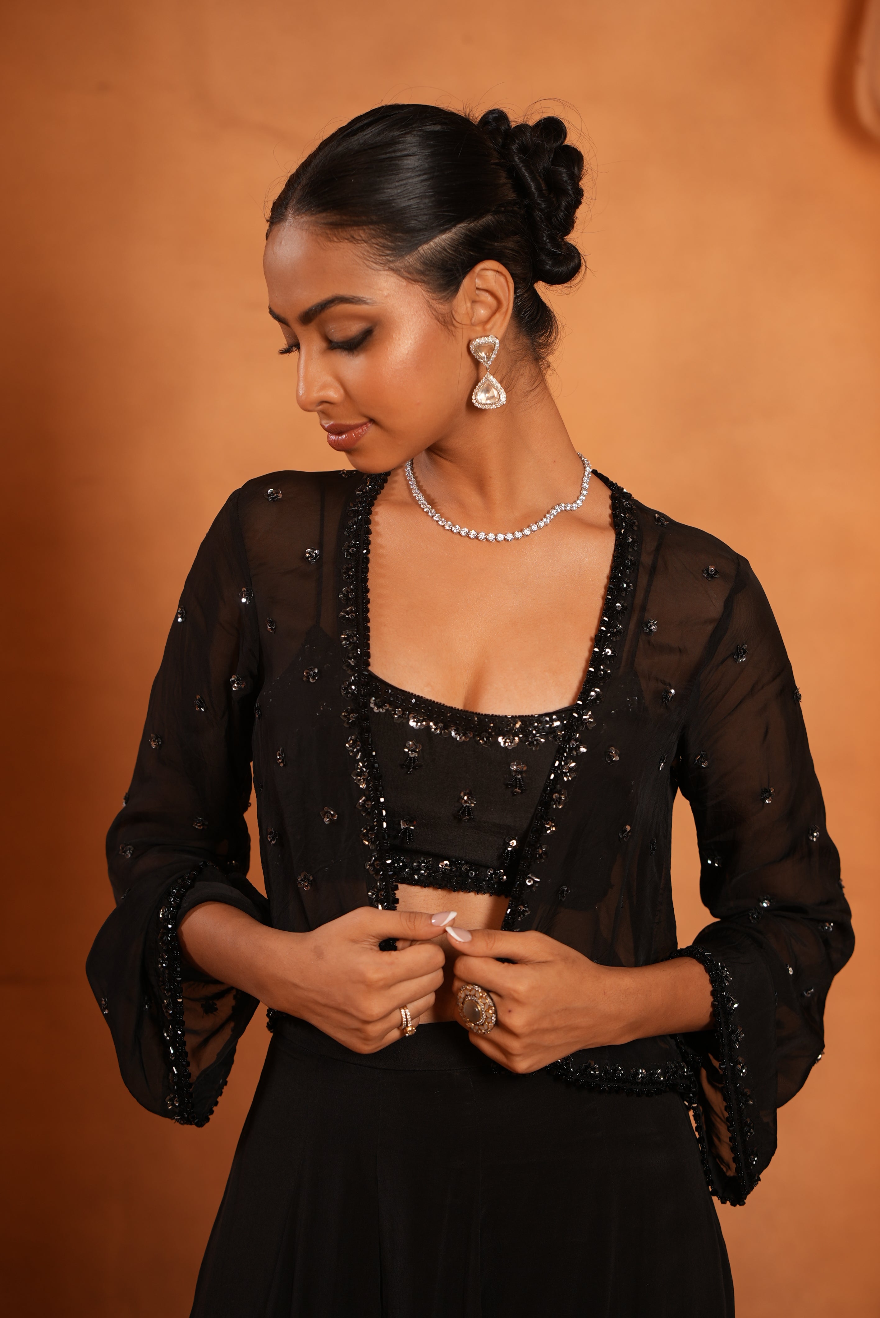 Black Tunic (Short Jacket/ Bustier/ Bell Bottom)