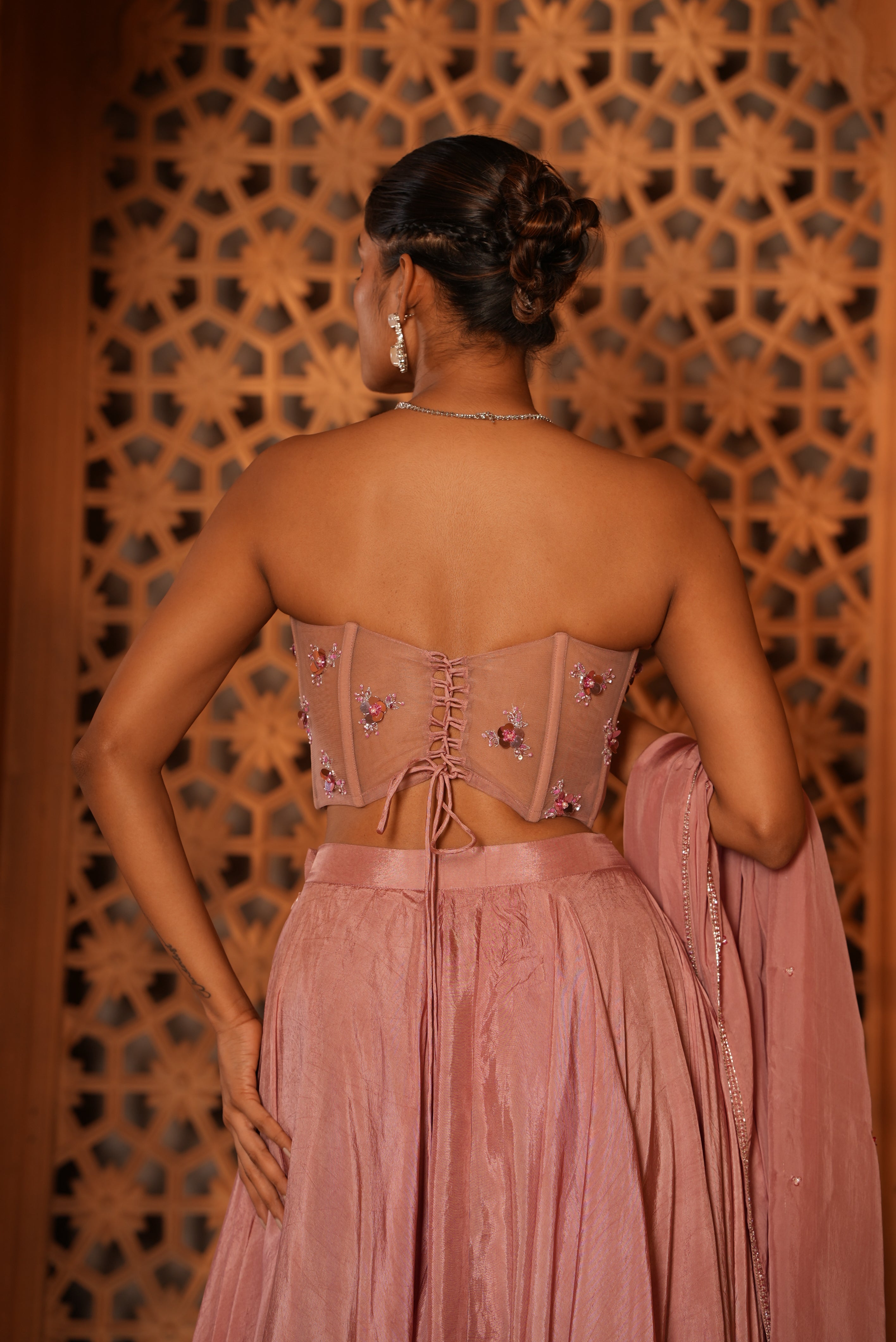 Champagne Pink (Corset) Lehenga