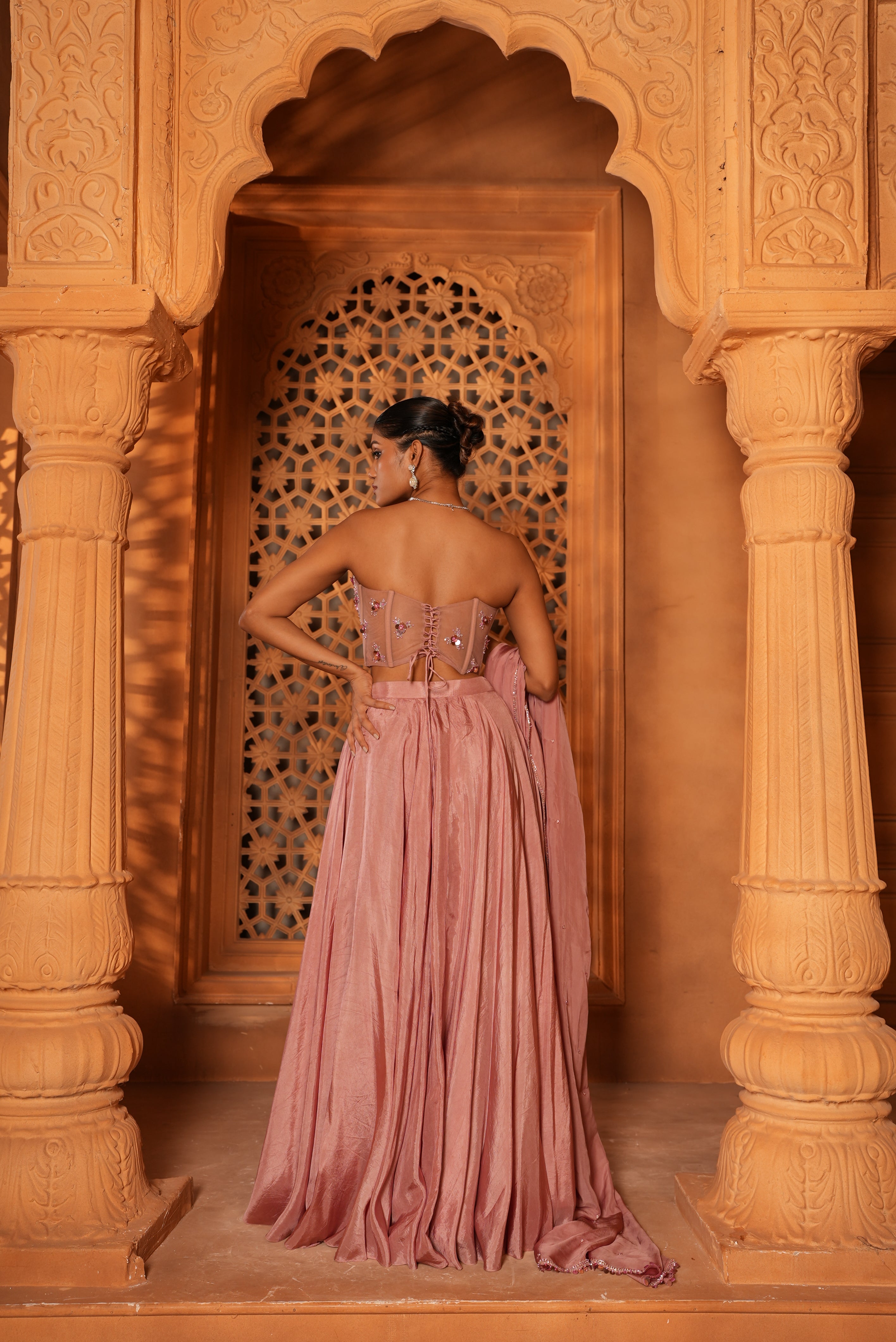 Champagne Pink (Corset) Lehenga