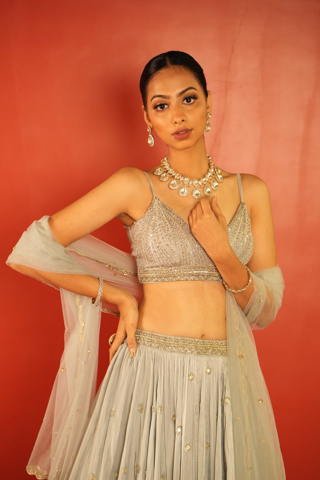 Powder Blue Lehenga Set