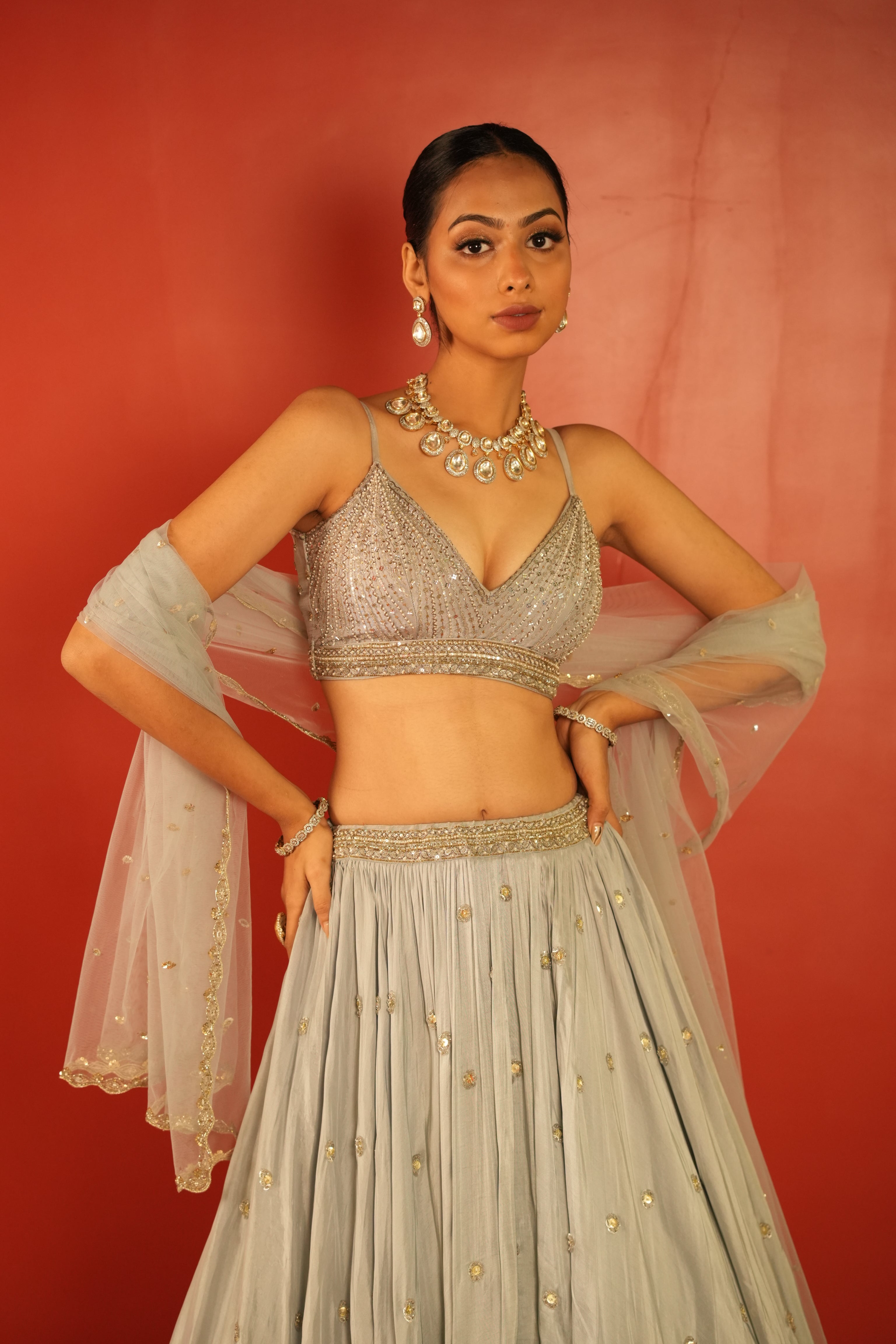 Powder Blue Lehenga Set