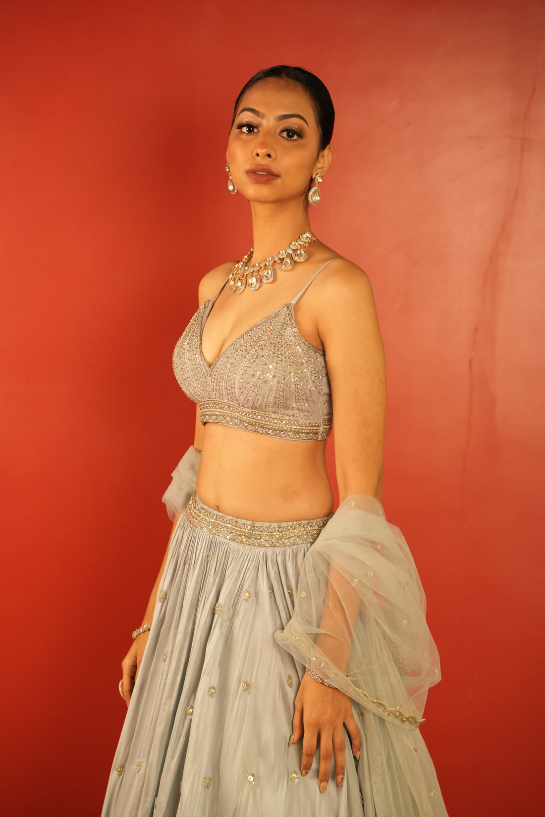 Powder Blue Lehenga Set