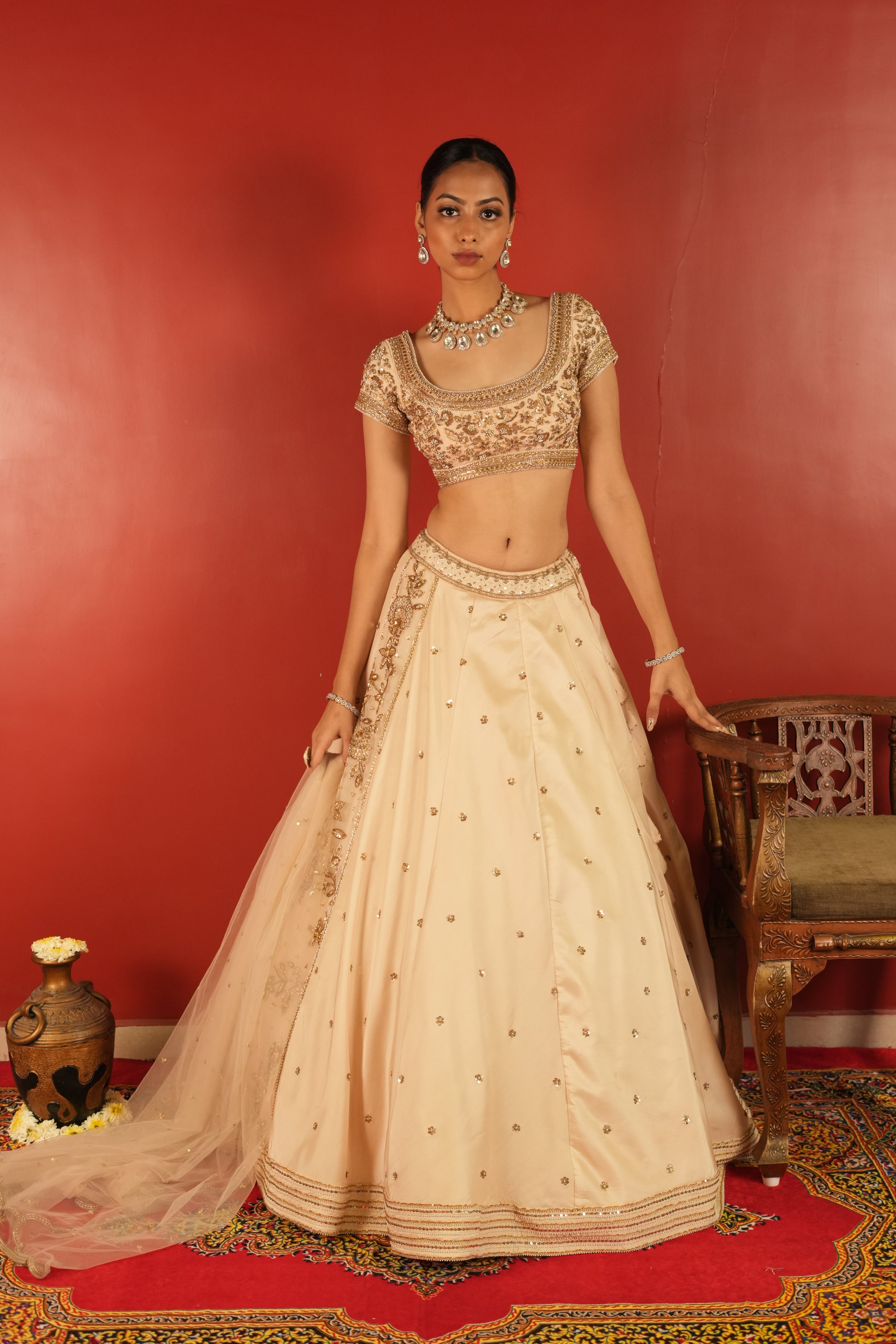 Ivory Lehenga Set