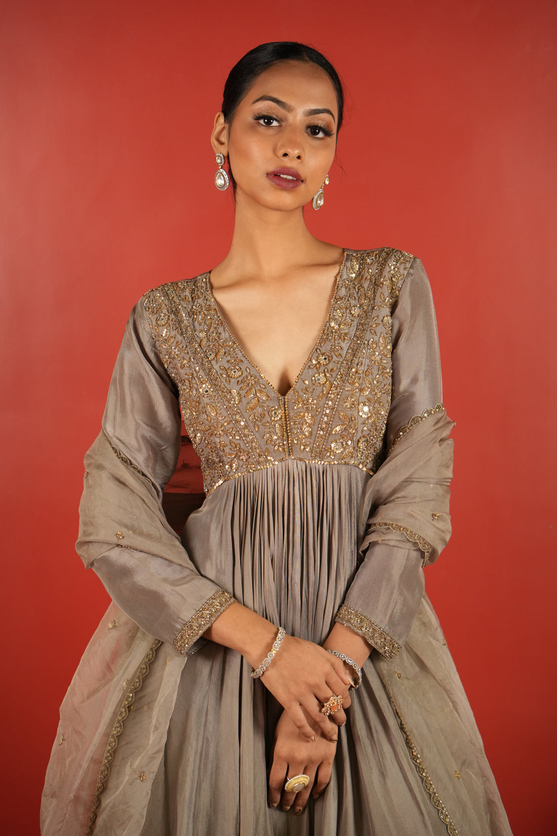 Grey Dress With Sharara