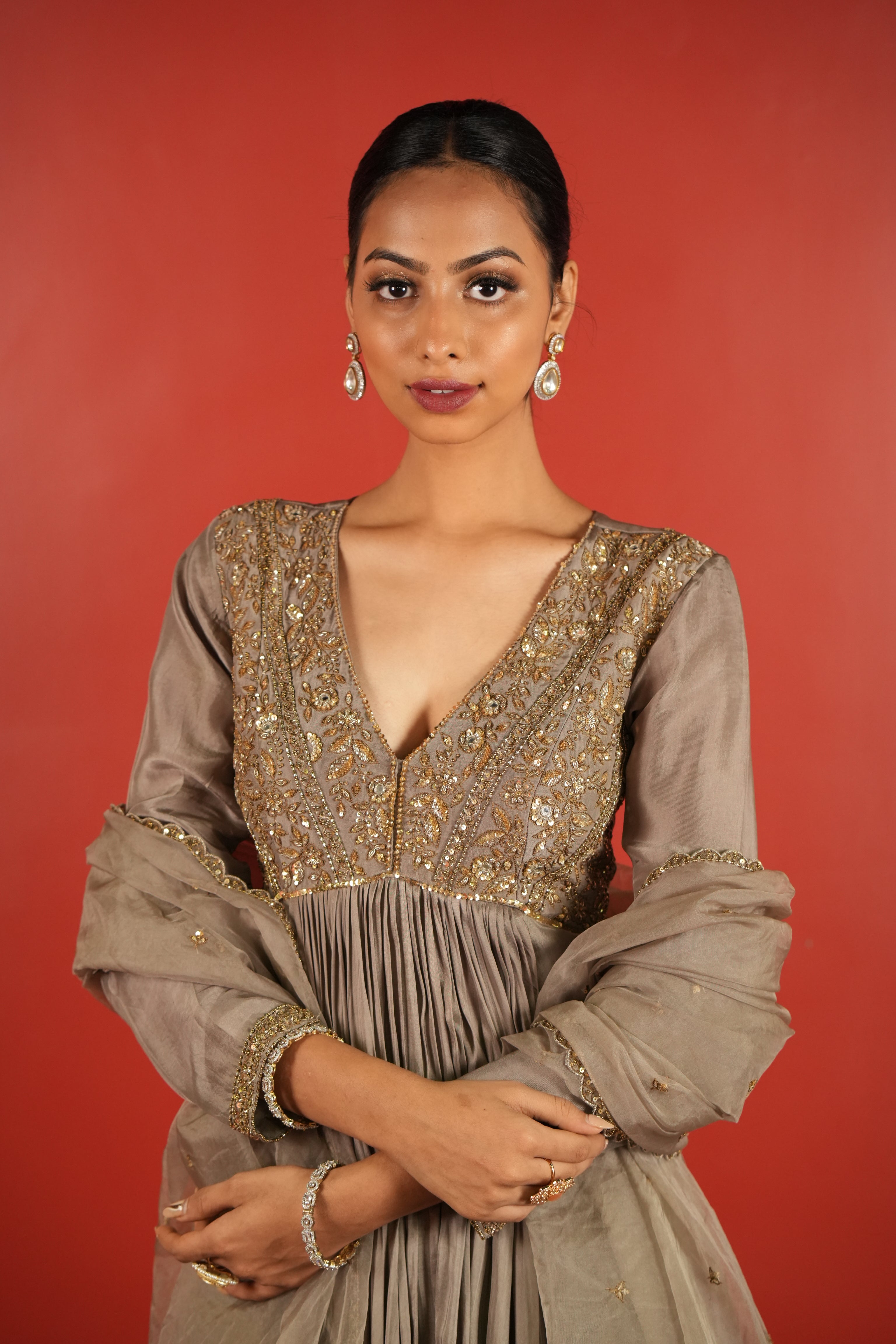 Grey Dress With Sharara