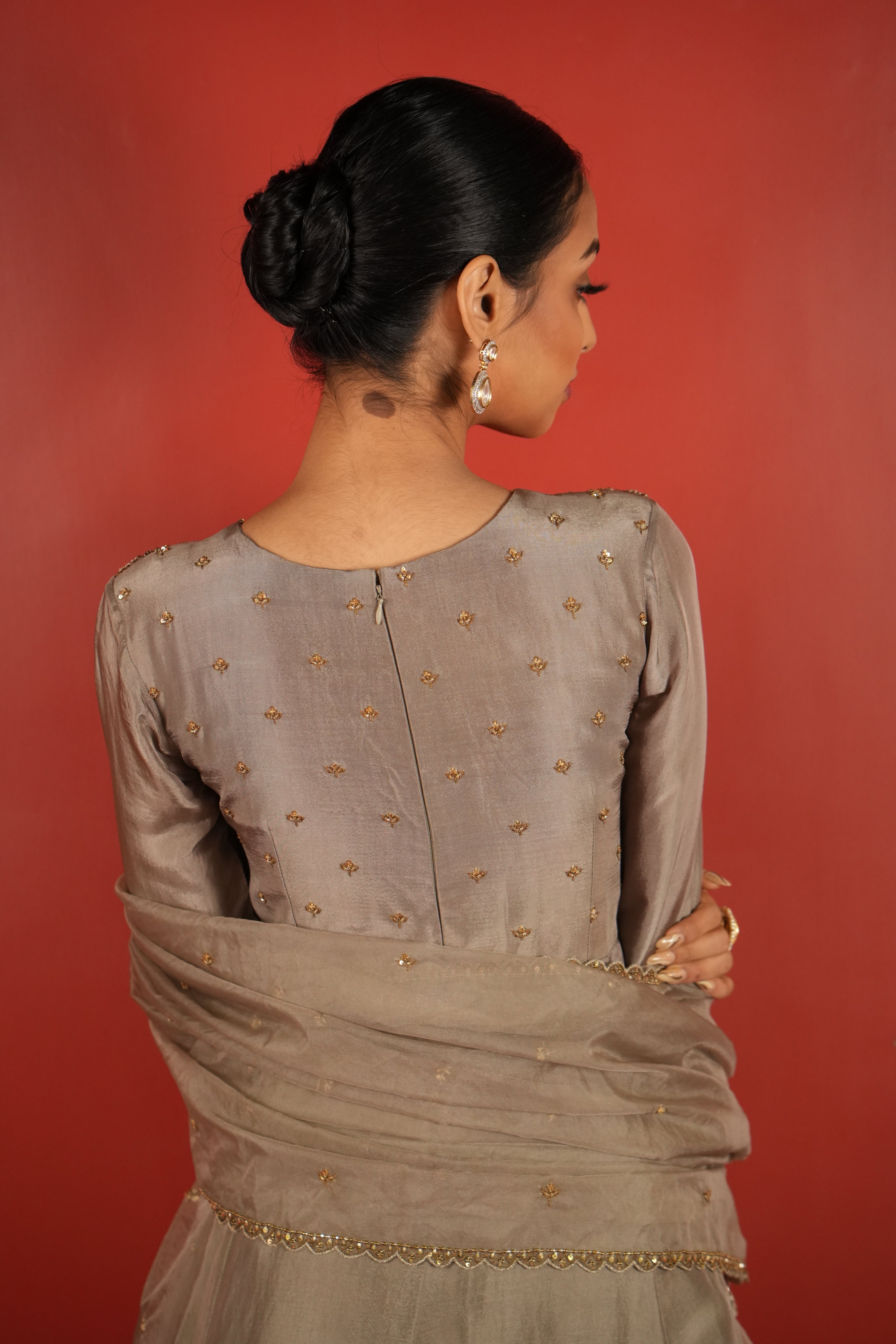 Grey Dress With Sharara