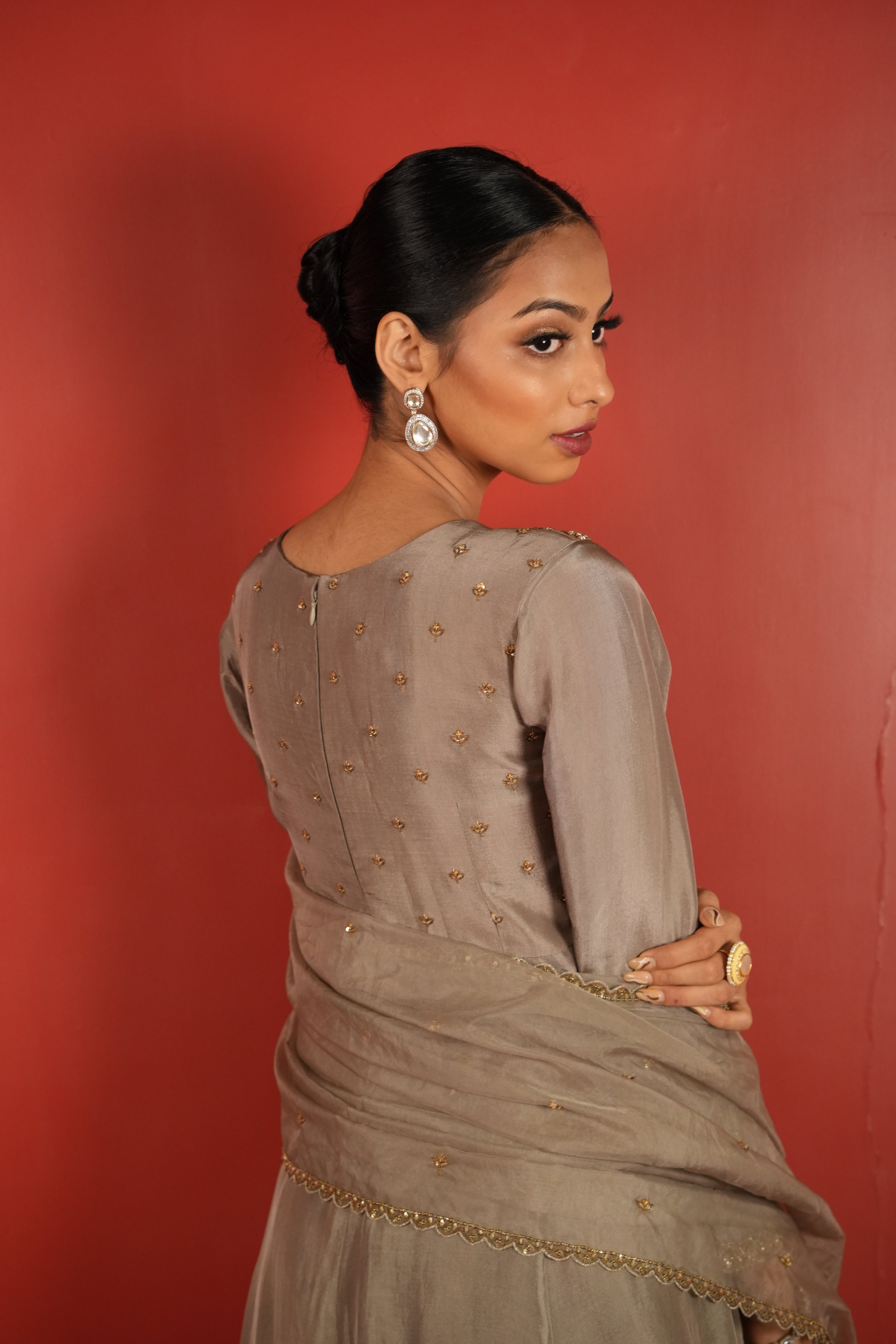 Grey Dress With Sharara