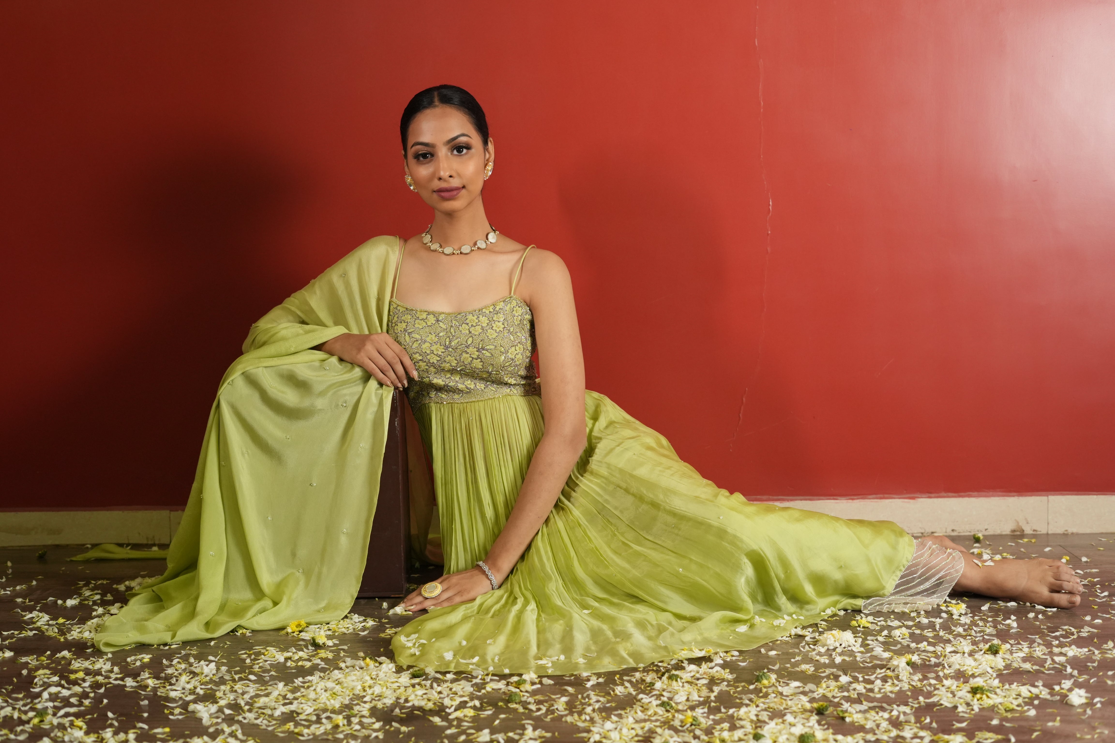 Light Green Dress With Pants