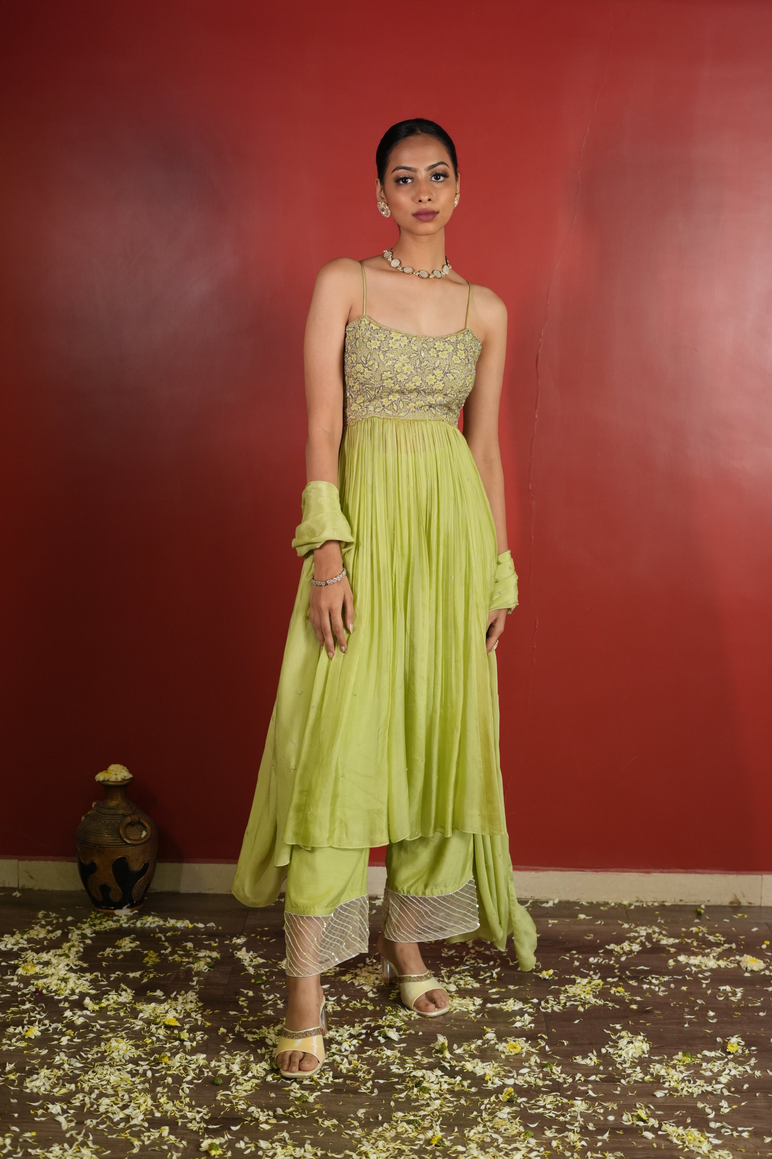 Light Green Dress With Pants