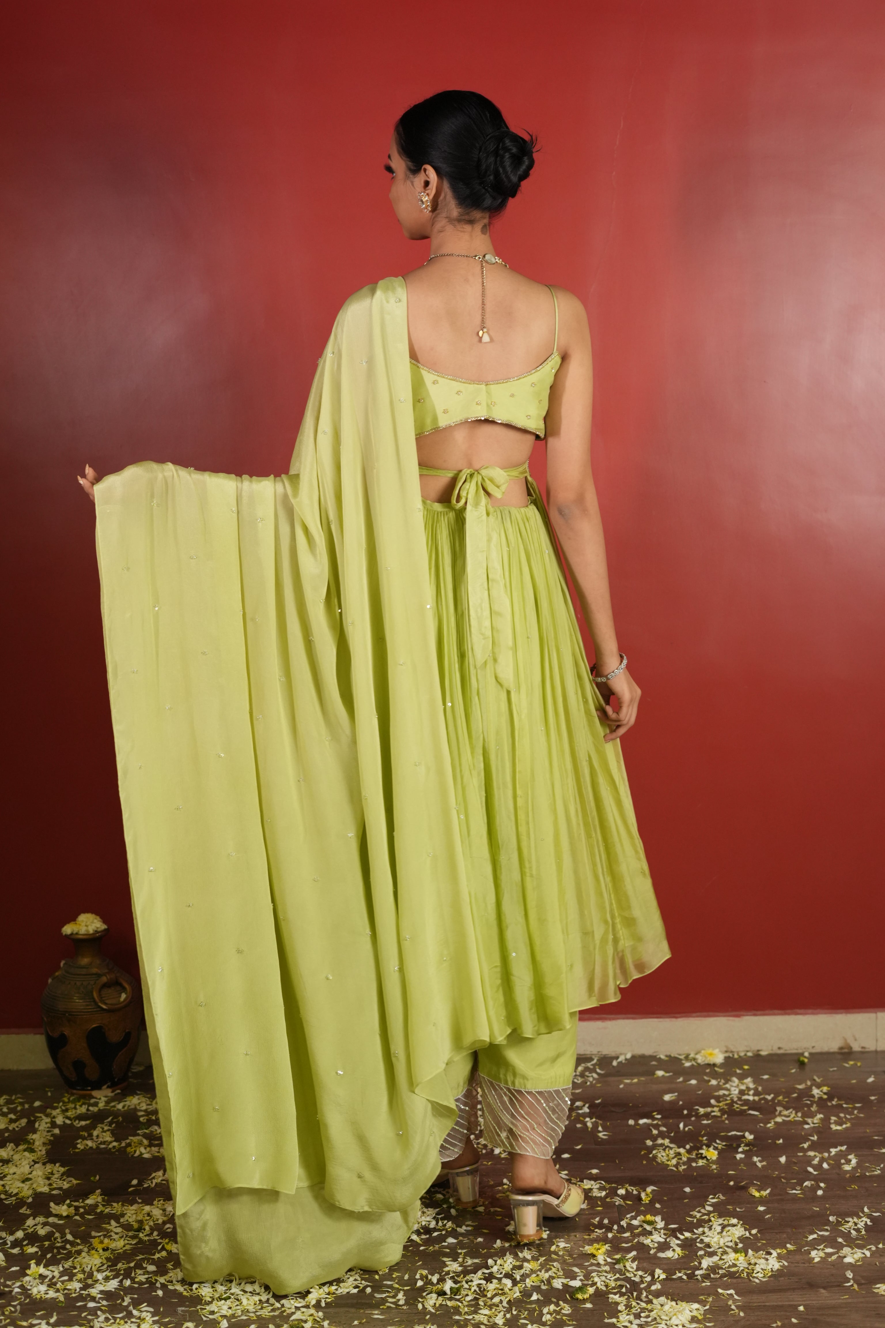 Light Green Dress With Pants