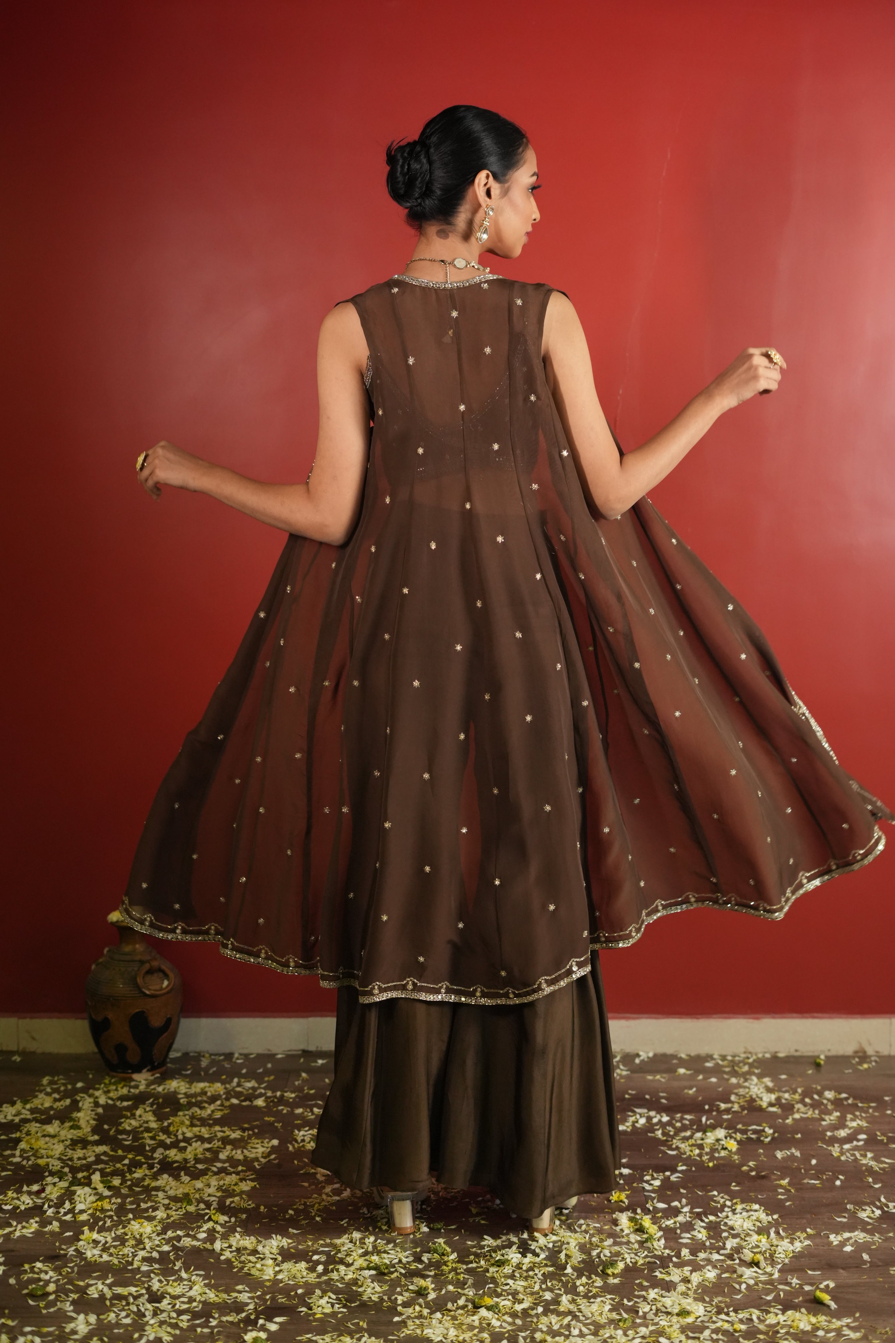 Dark Brown Bell Bottom With Jacket