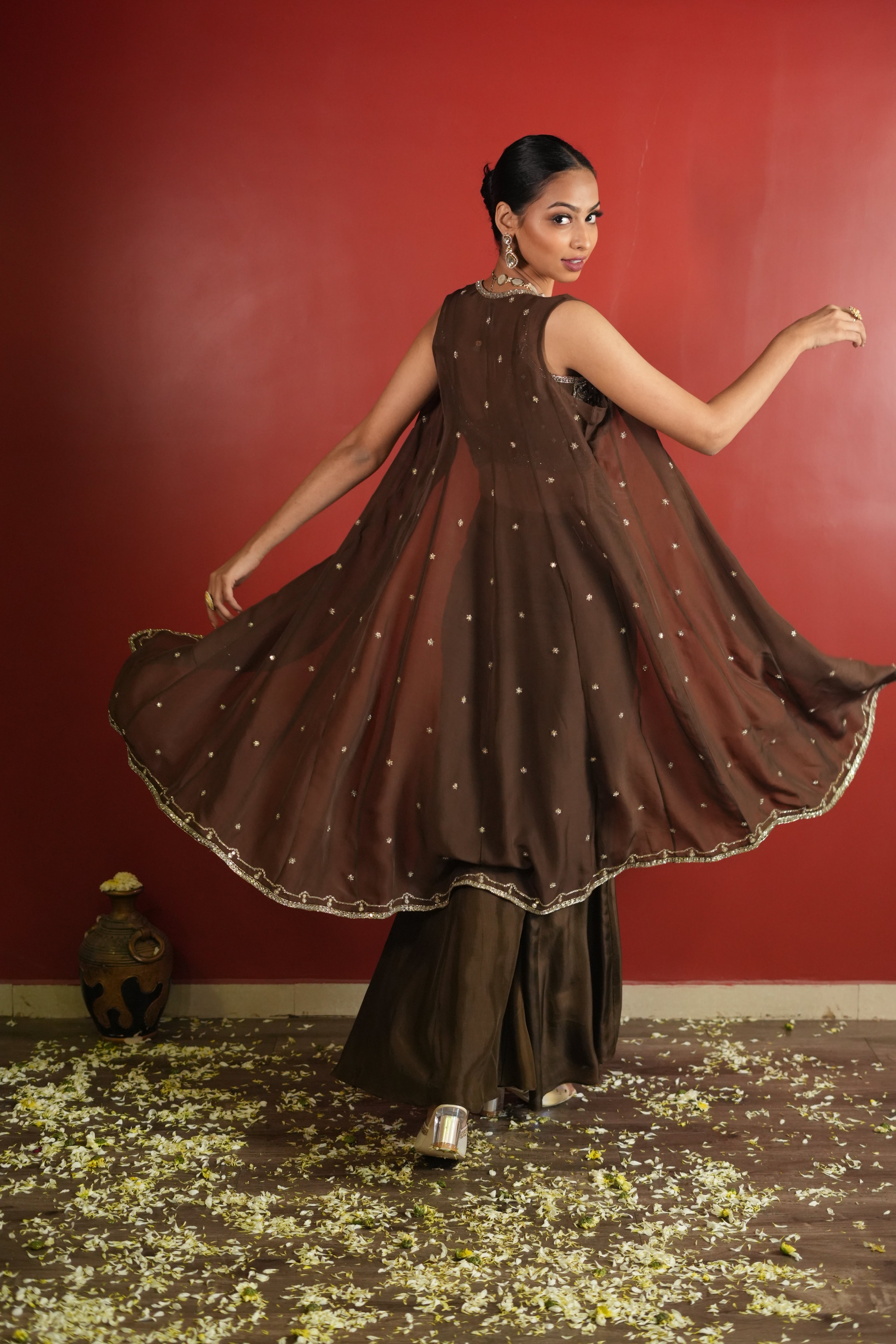 Dark Brown Bell Bottom With Jacket