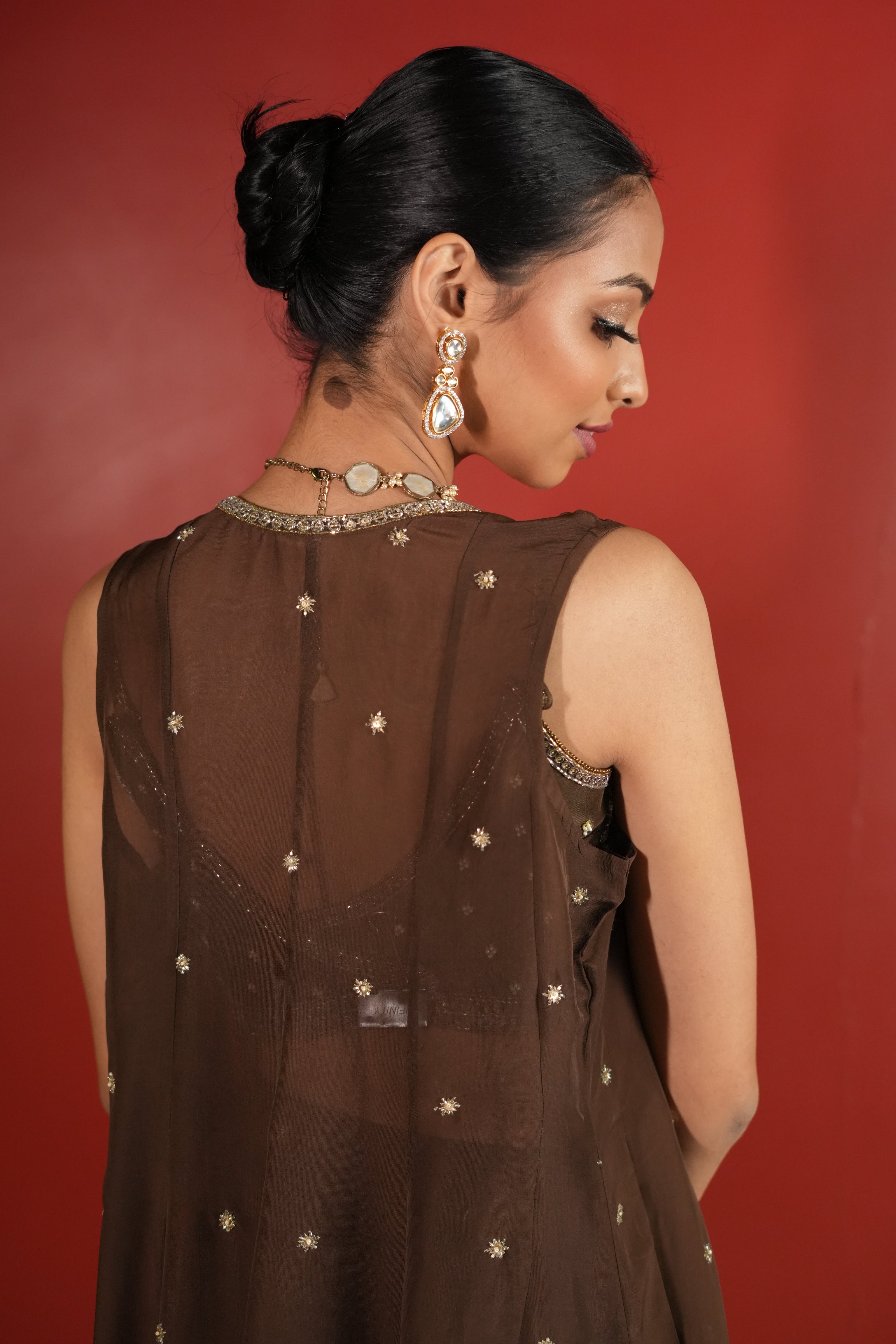 Dark Brown Bell Bottom With Jacket