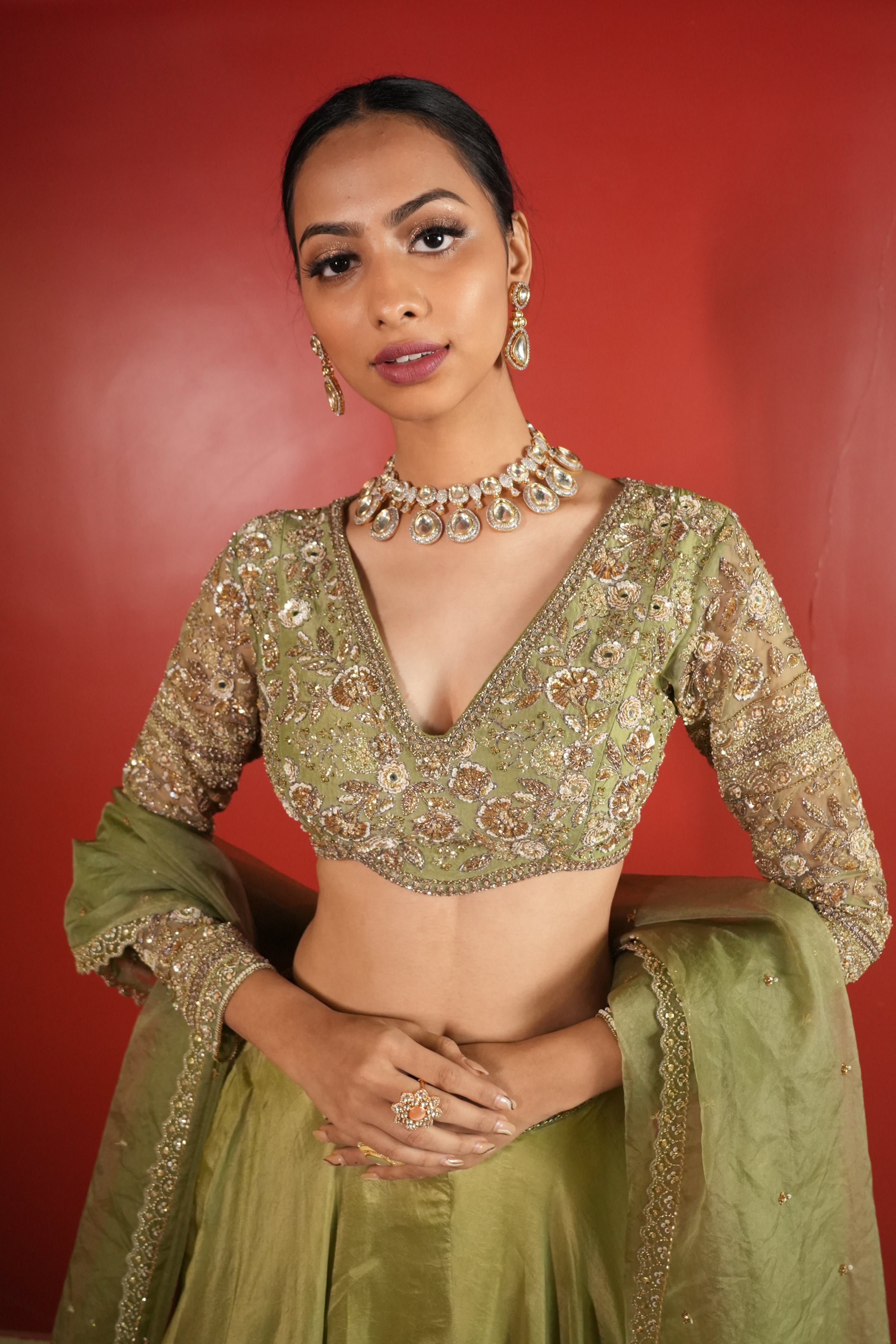 Green Lehenga Set