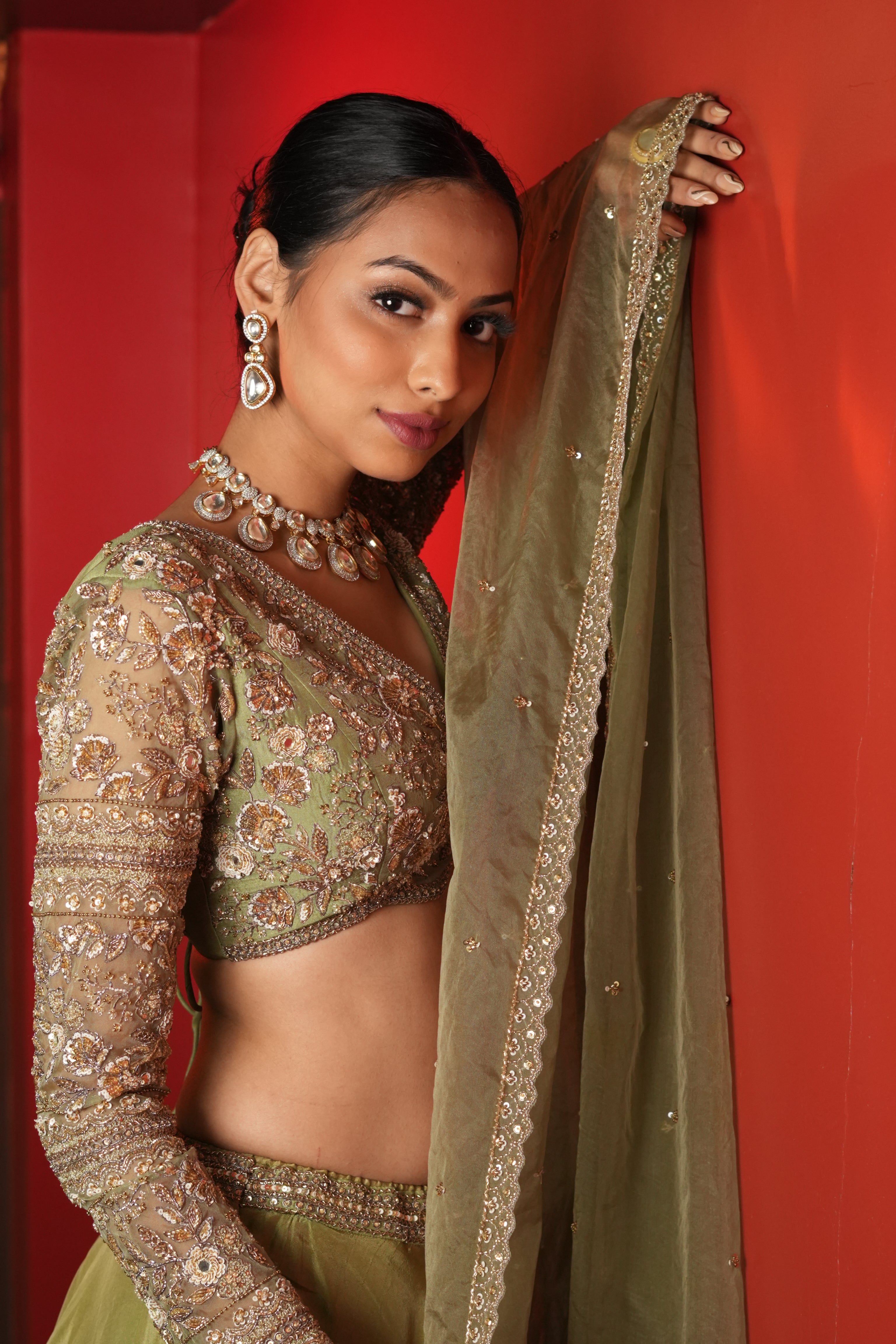 Green Lehenga Set