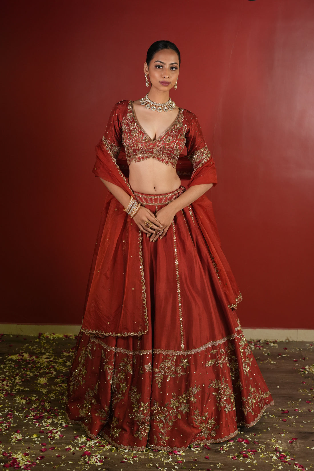 Maroon Rust Lehenga Set