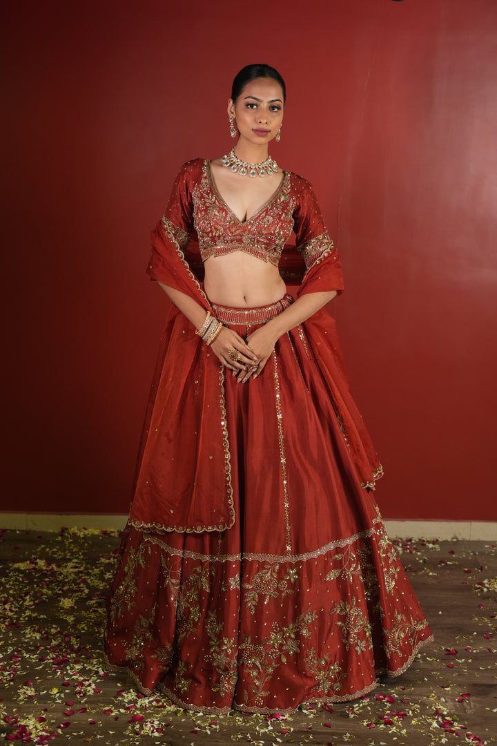 Maroon Rust Lehenga Set
