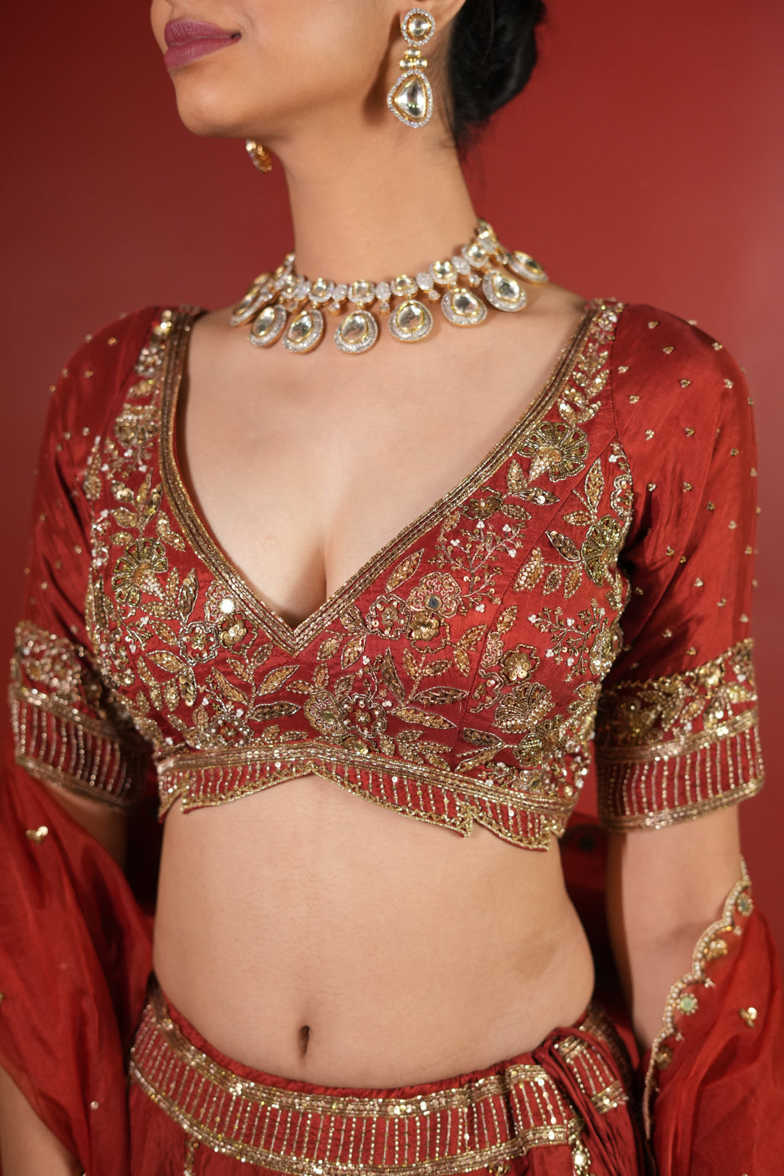 Maroon Rust Lehenga Set
