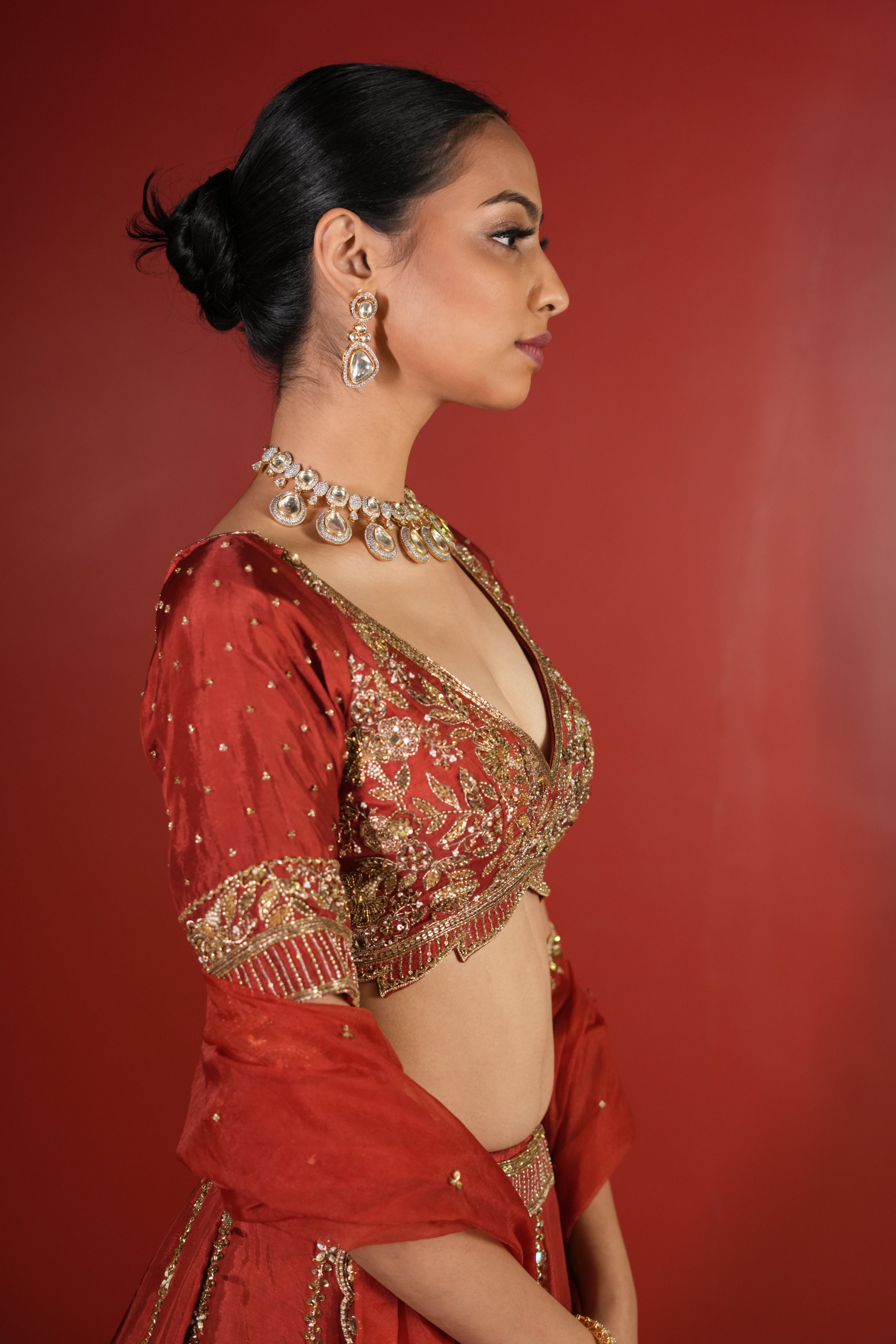 Maroon Rust Lehenga Set