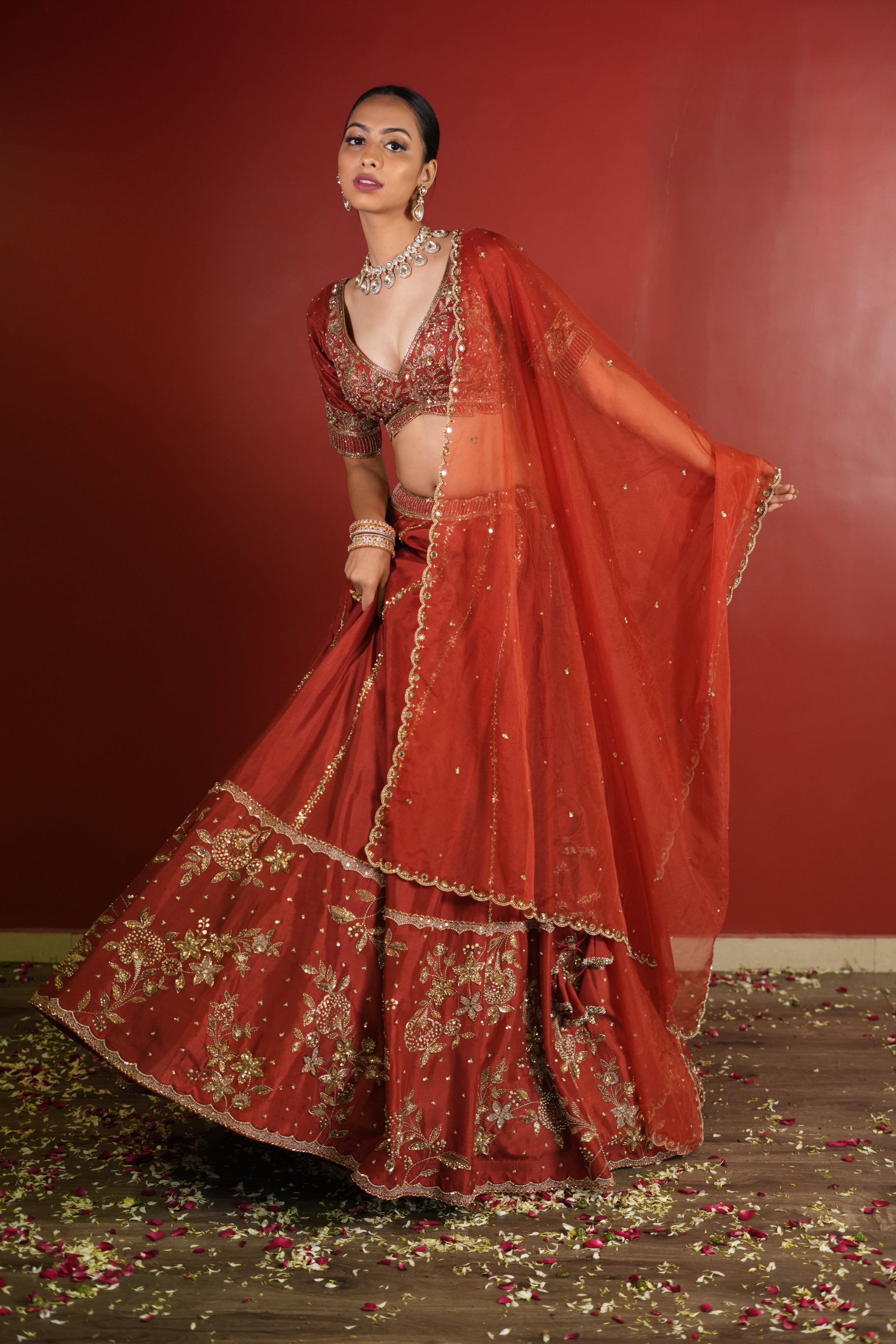 Maroon Rust Lehenga Set